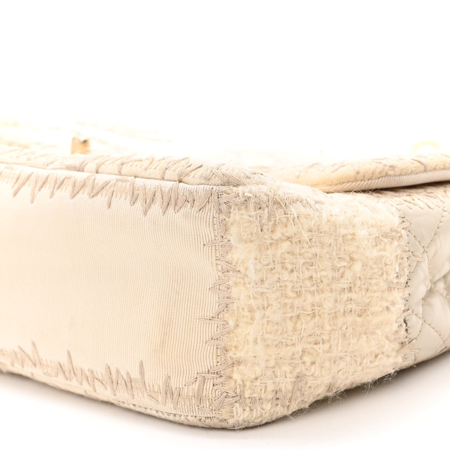 Tweed Patchwork Jumbo Single Flap White