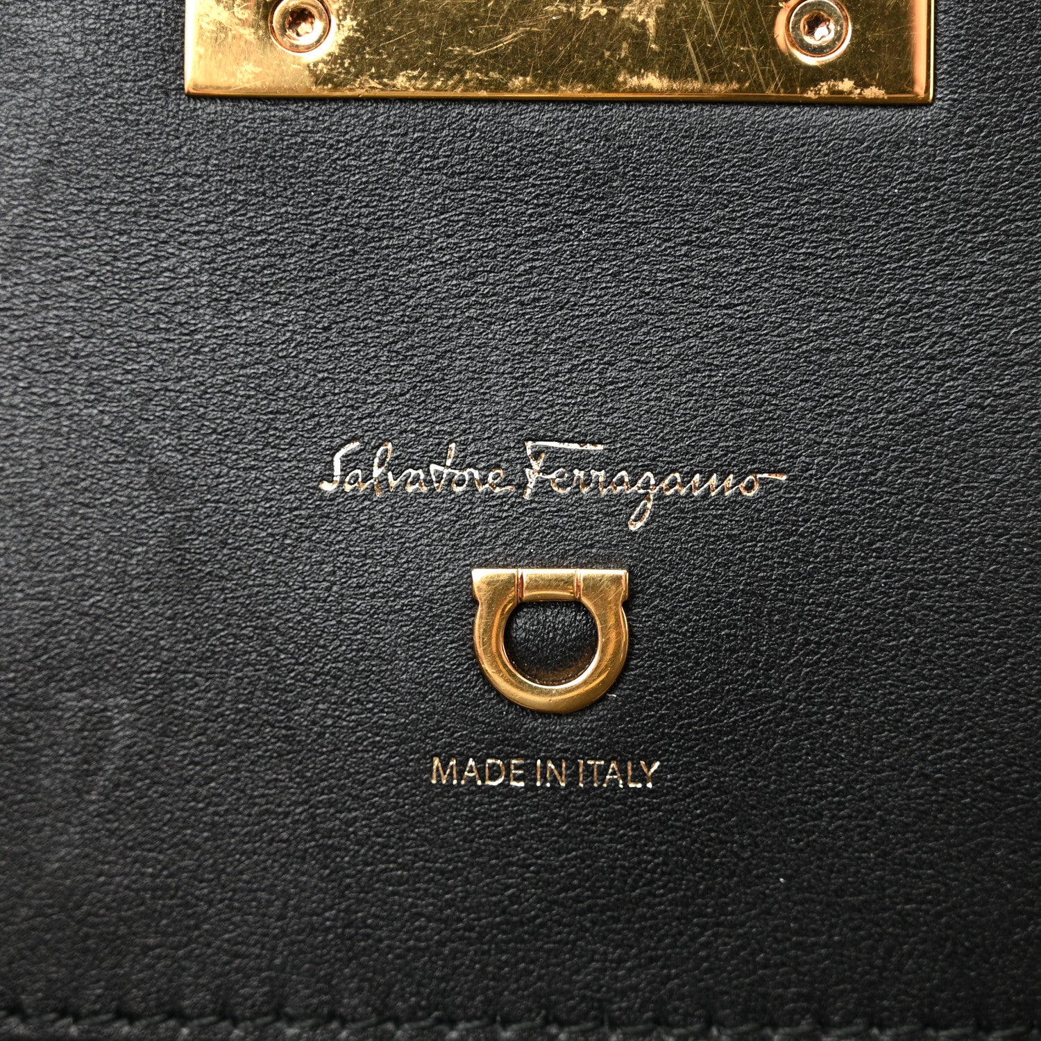 Salvatore Ferragamo Canvas Calfskin Gancini The Studio Bag Black Beige 7 of 18