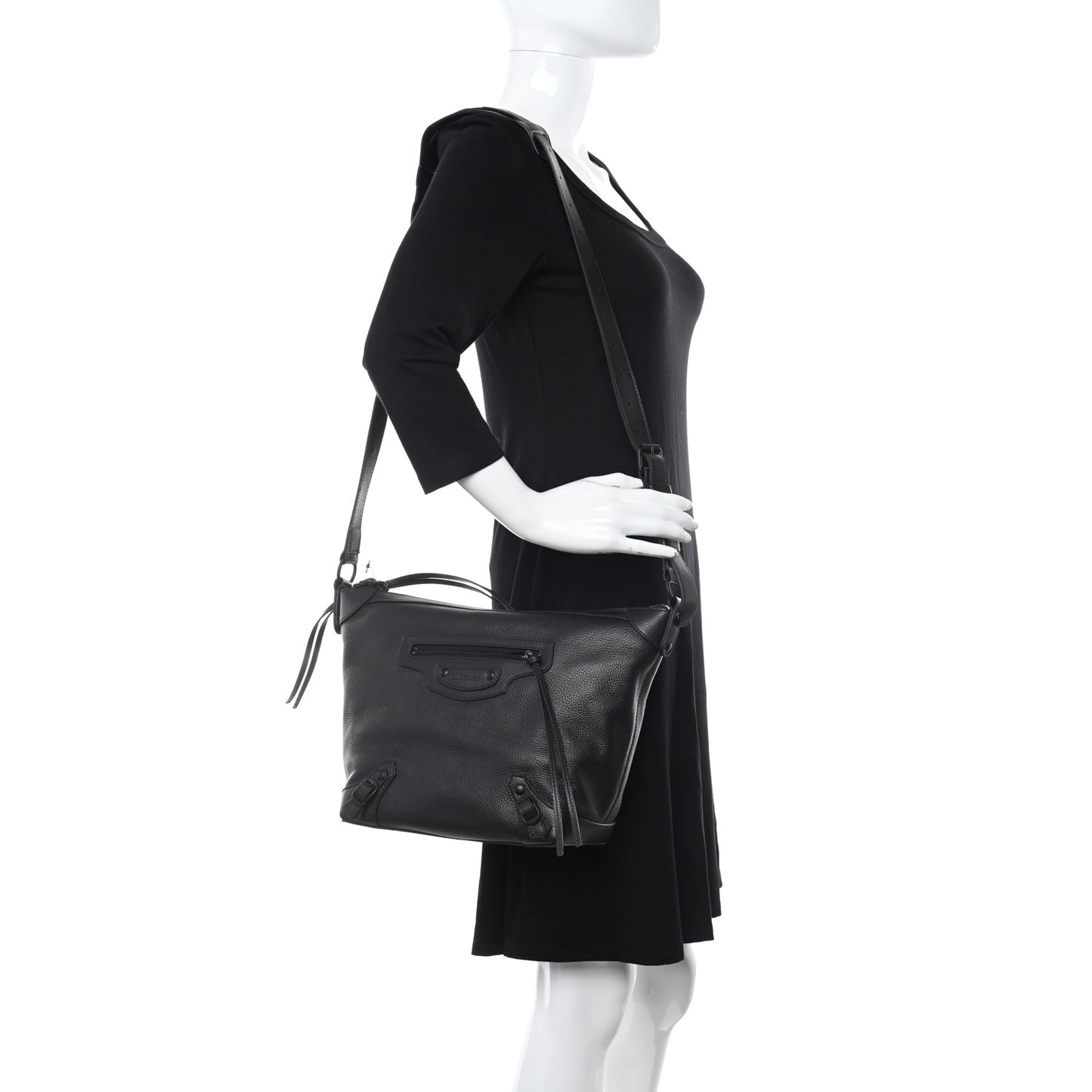 Grained Calfskin Black Hardware Small Neo Classic Hobo Black