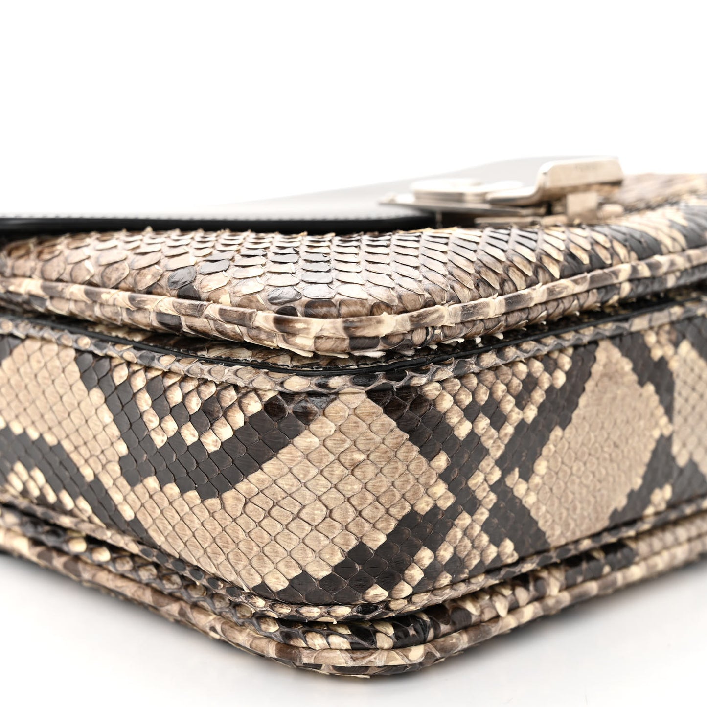 Calfskin Snakeskin Medium C Bag Black
