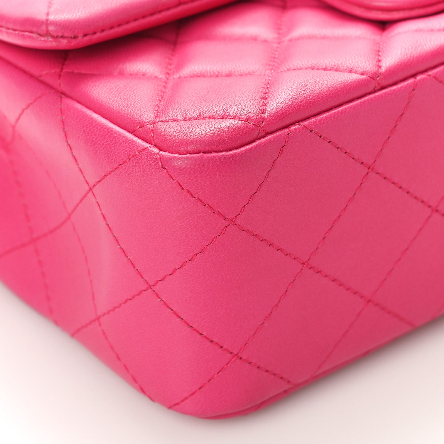 Lambskin Quilted Mini Rectangular Flap Pink