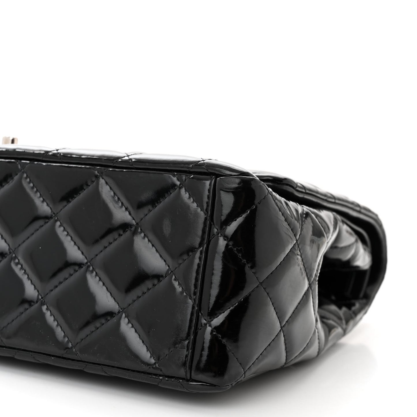 Patent Quilted Maxi Double Flap Black