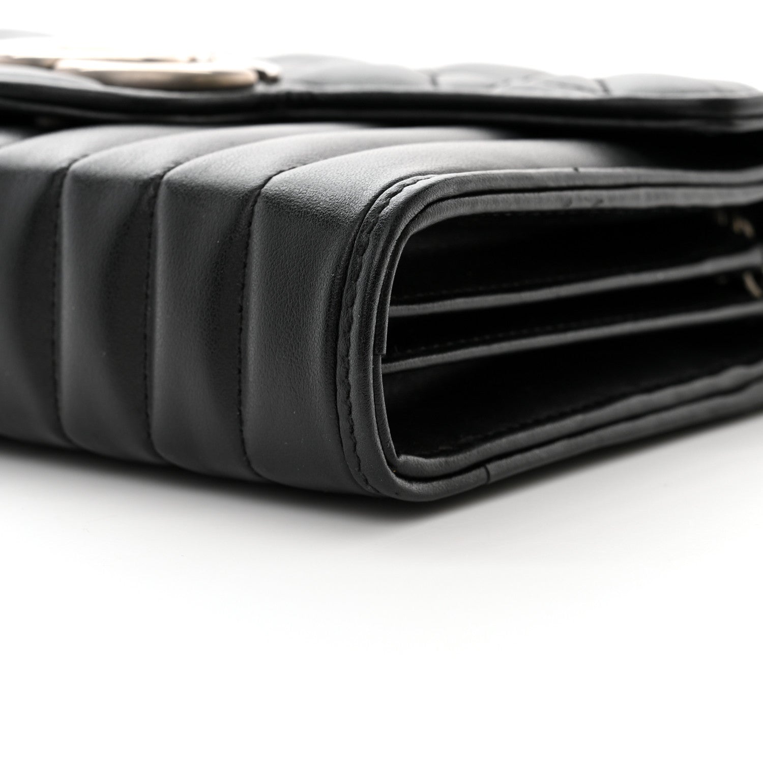 Gucci Calfskin Matelasse Aria GG Marmont Chain Wallet Black 11 of 12