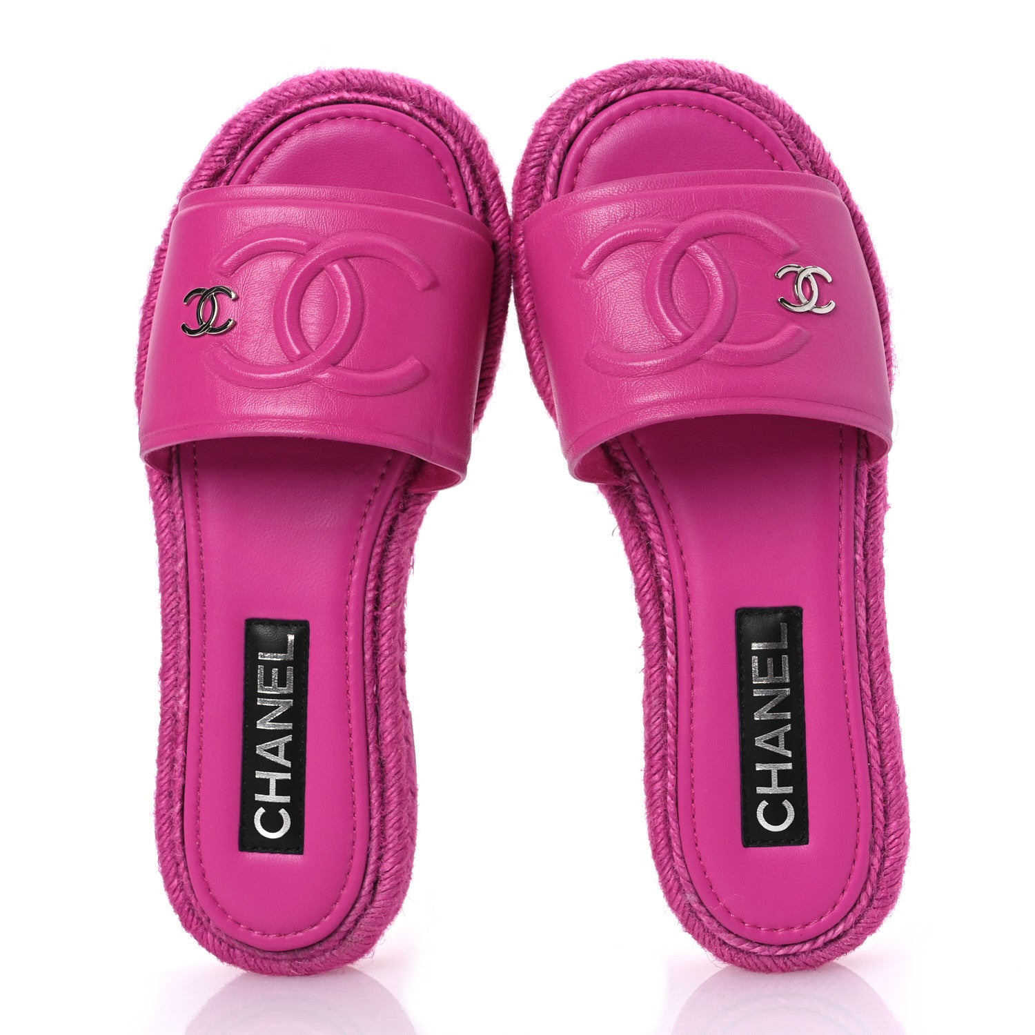 Chanel Lambskin Cord Braided Slide Sandals 37 Pink 2 of 10