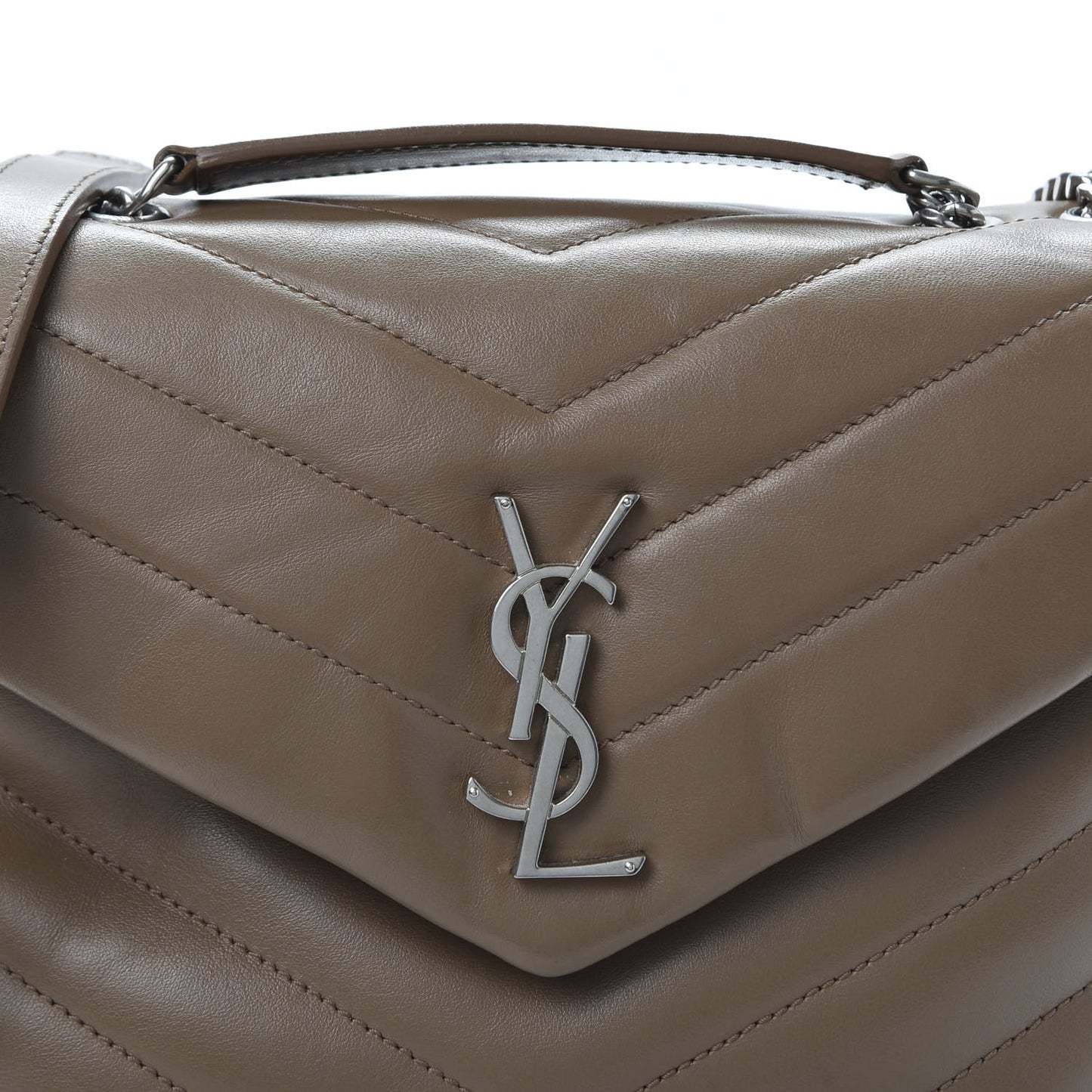 Calfskin Y Quilted Monogram Small Loulou Chain Satchel Faggio