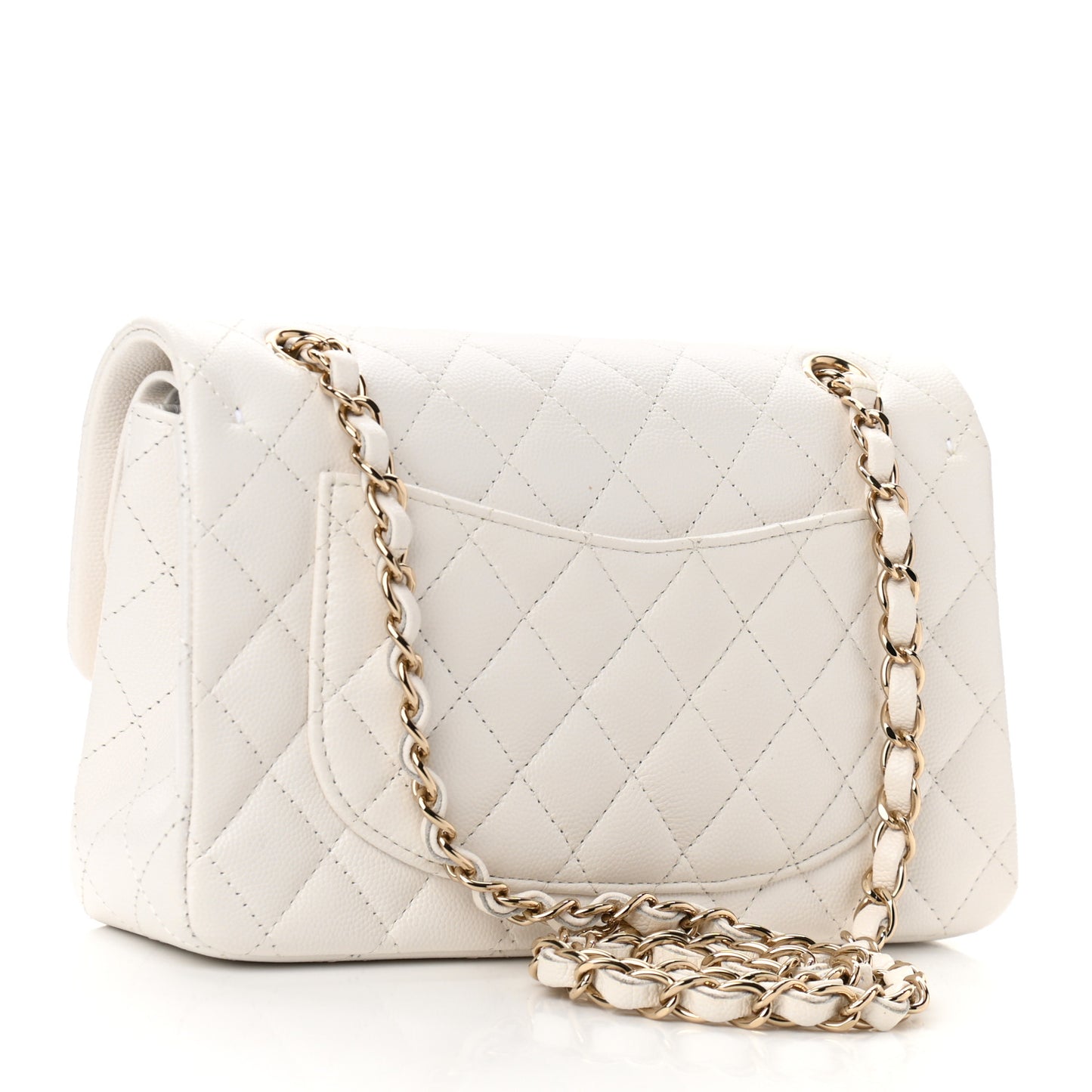 Caviar Quilted Small Double Flap White