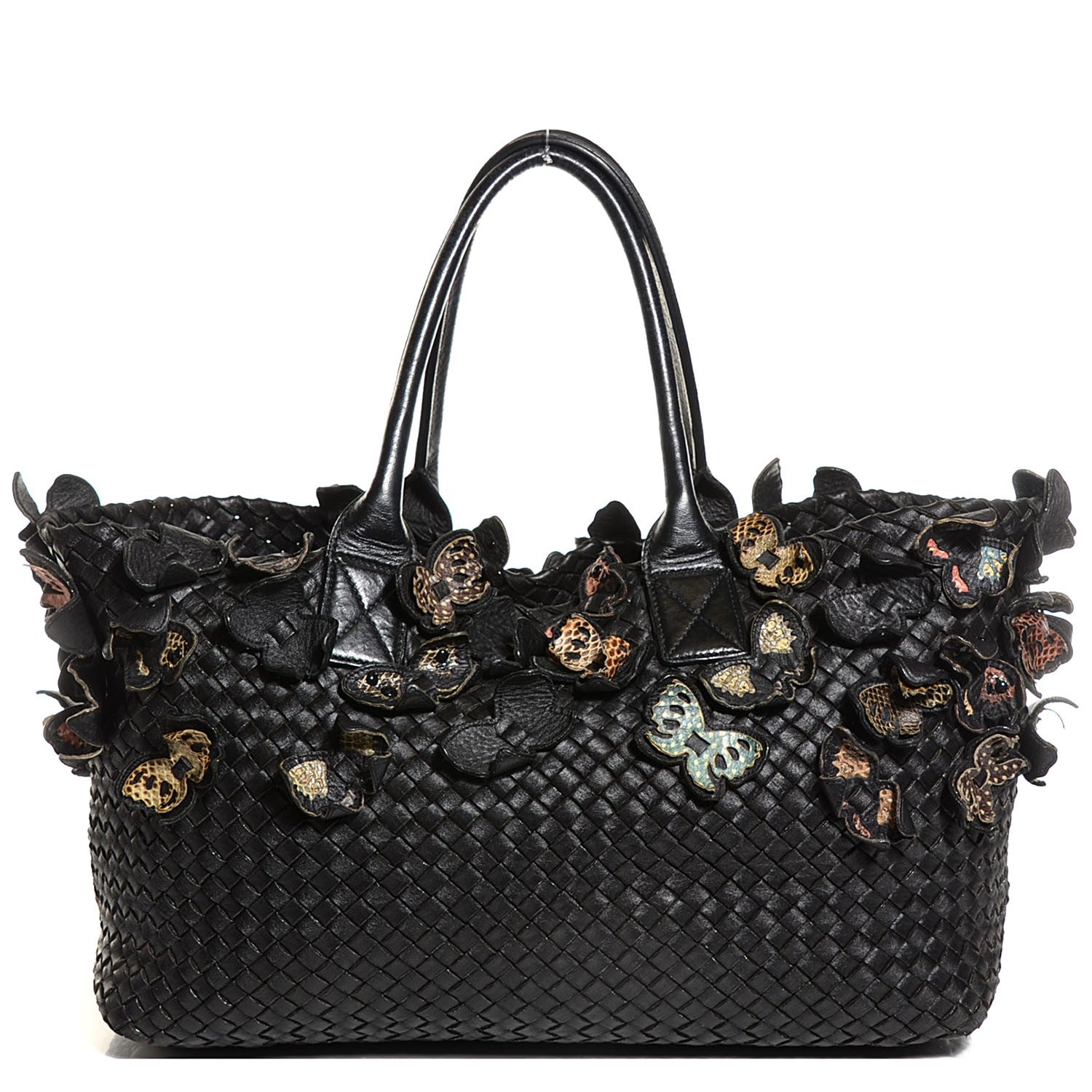 Bottega Veneta Nappa Intreciatto Medium Butterfly Cabat Nero Black