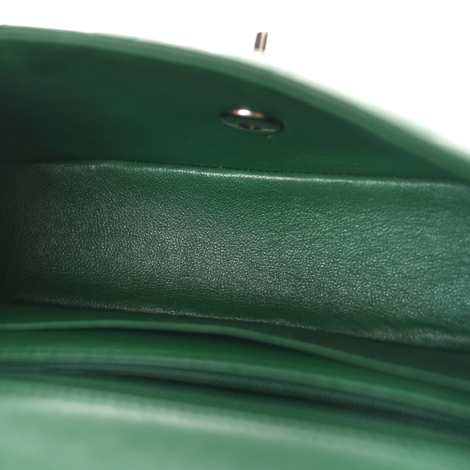 Chanel Lambskin Quilted Mini Rectangular Flap Dark Green 5 of 9