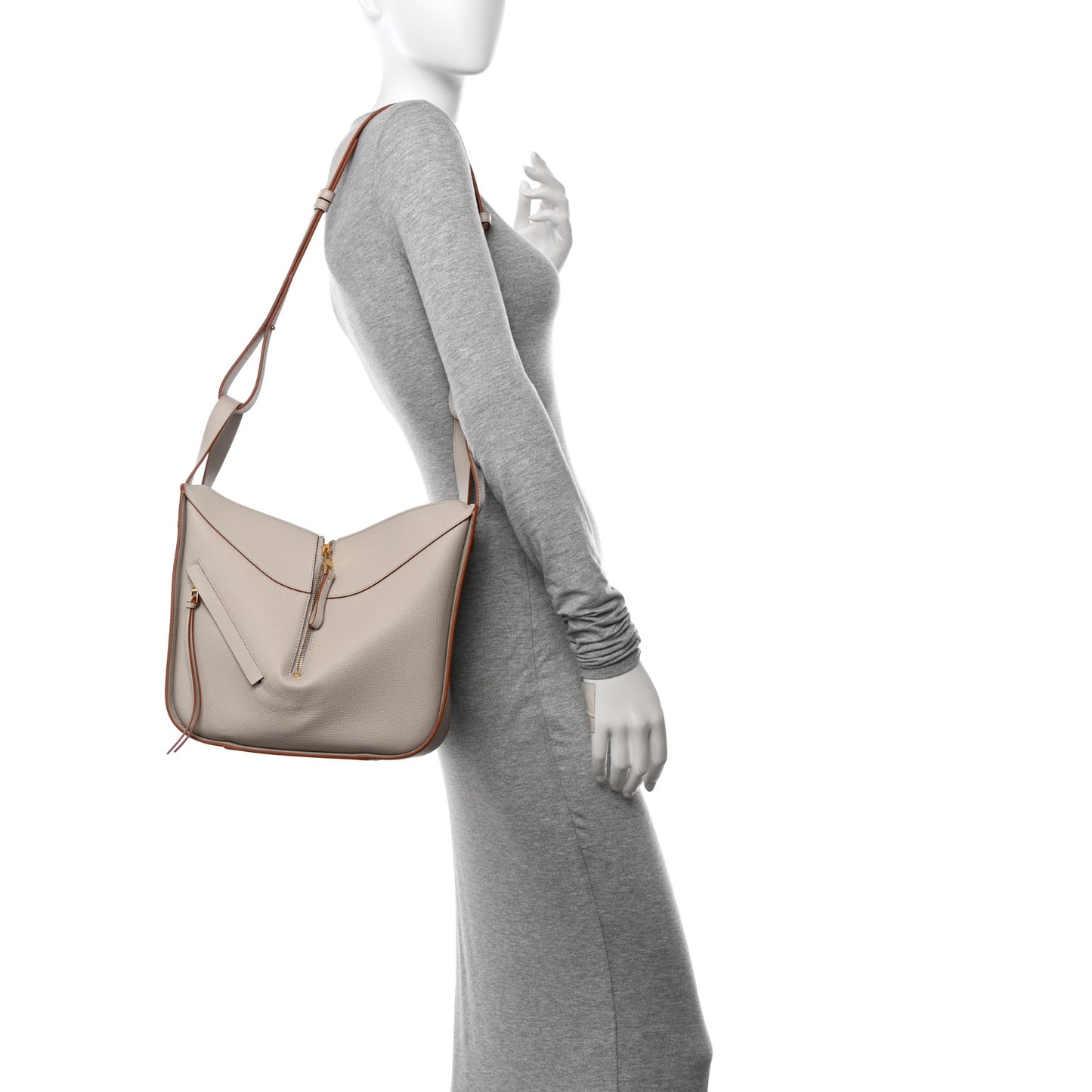 Grained Calfskin Small Hammock Shoulder Bag Light Ghost