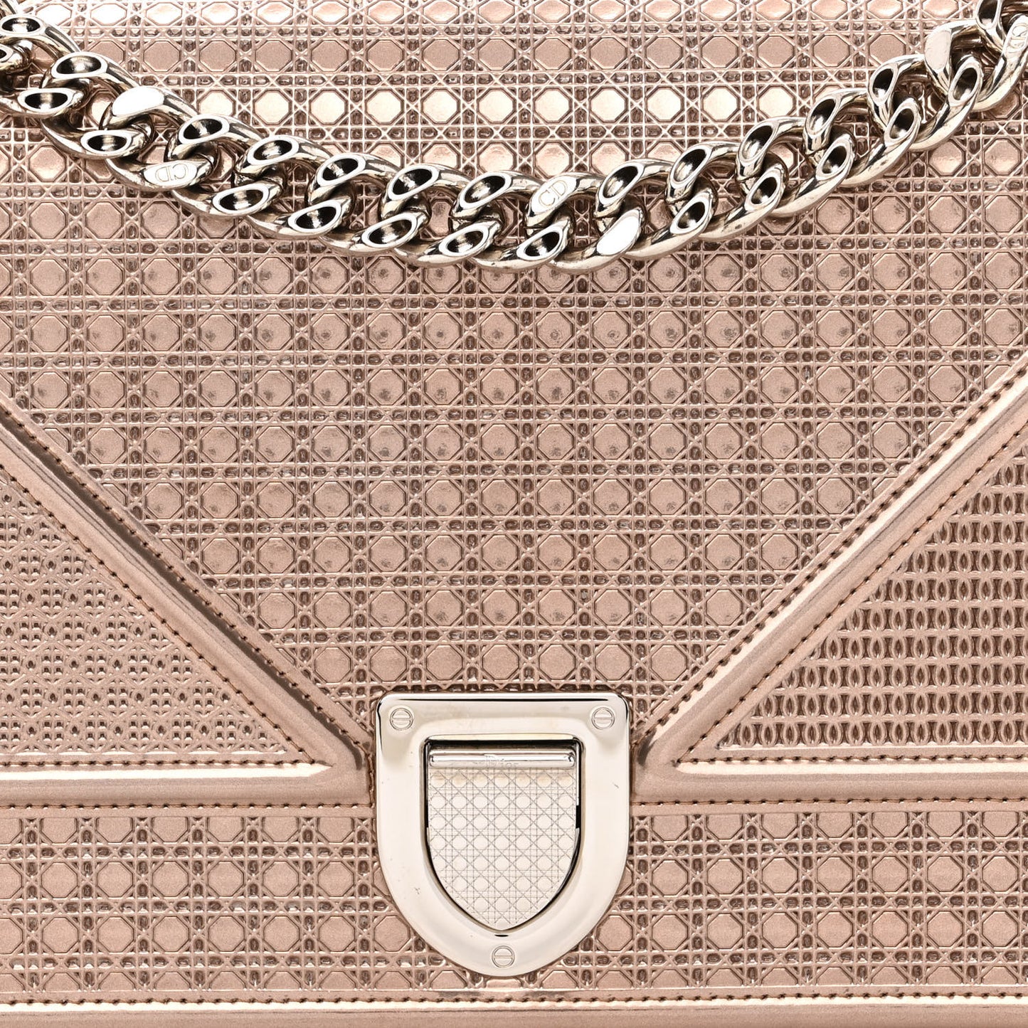 Metallic Patent Micro-Cannage Medium Diorama Flap Bag Pink