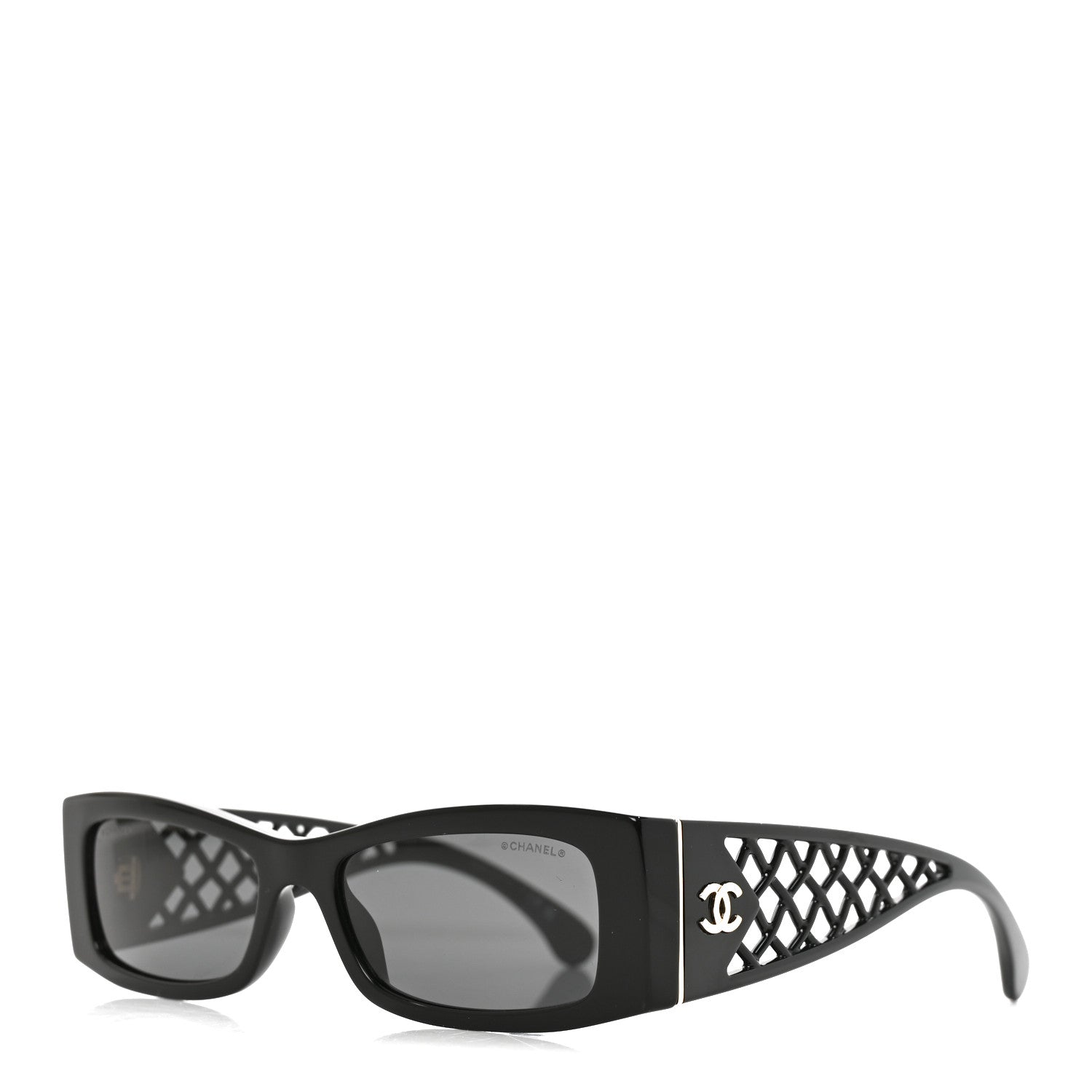 Chanel Acetate Rectangle Logo Sunglasses 5566 Black 1916024