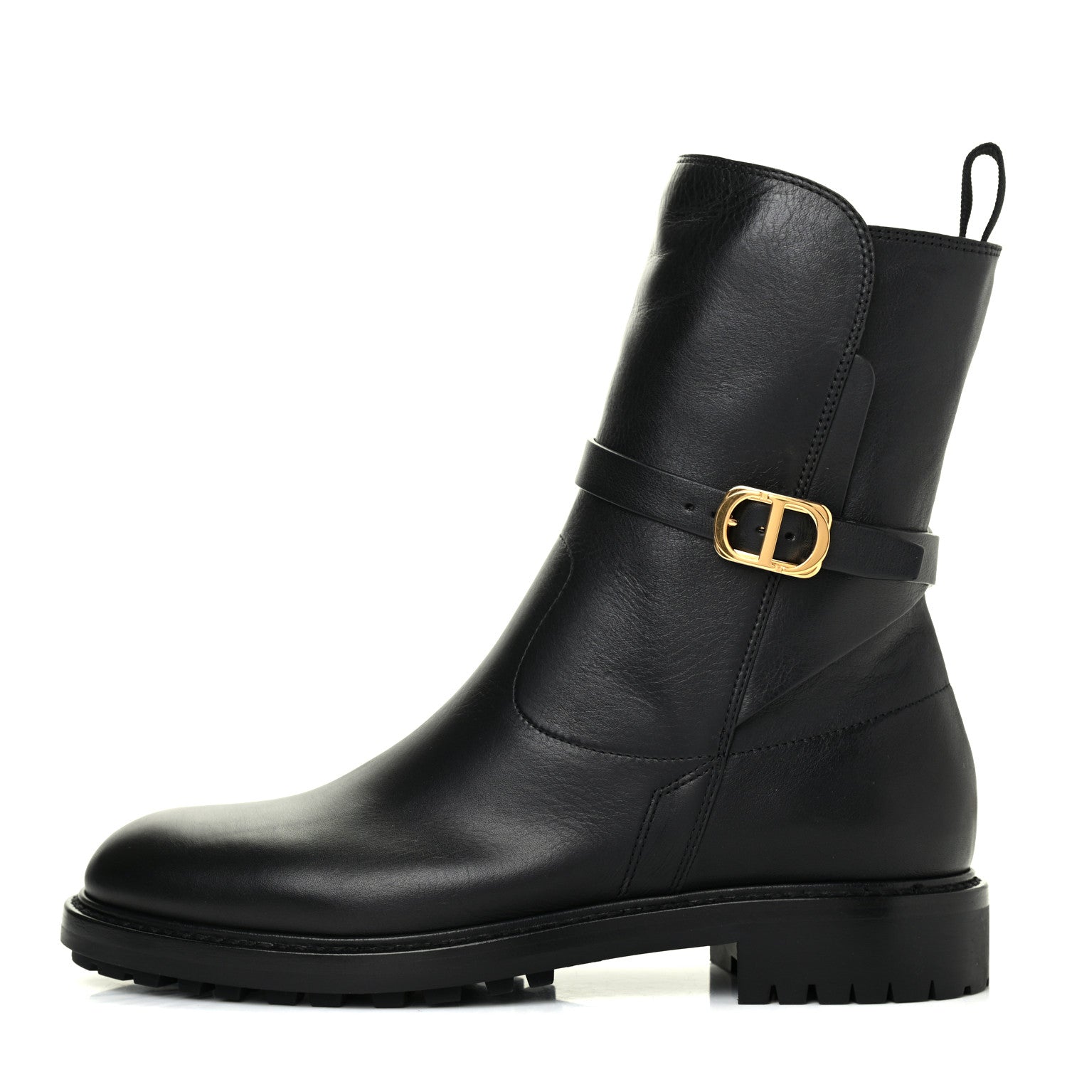 Christian Dior Calfskin Empreinte Ankle Boot 38 Black 800050