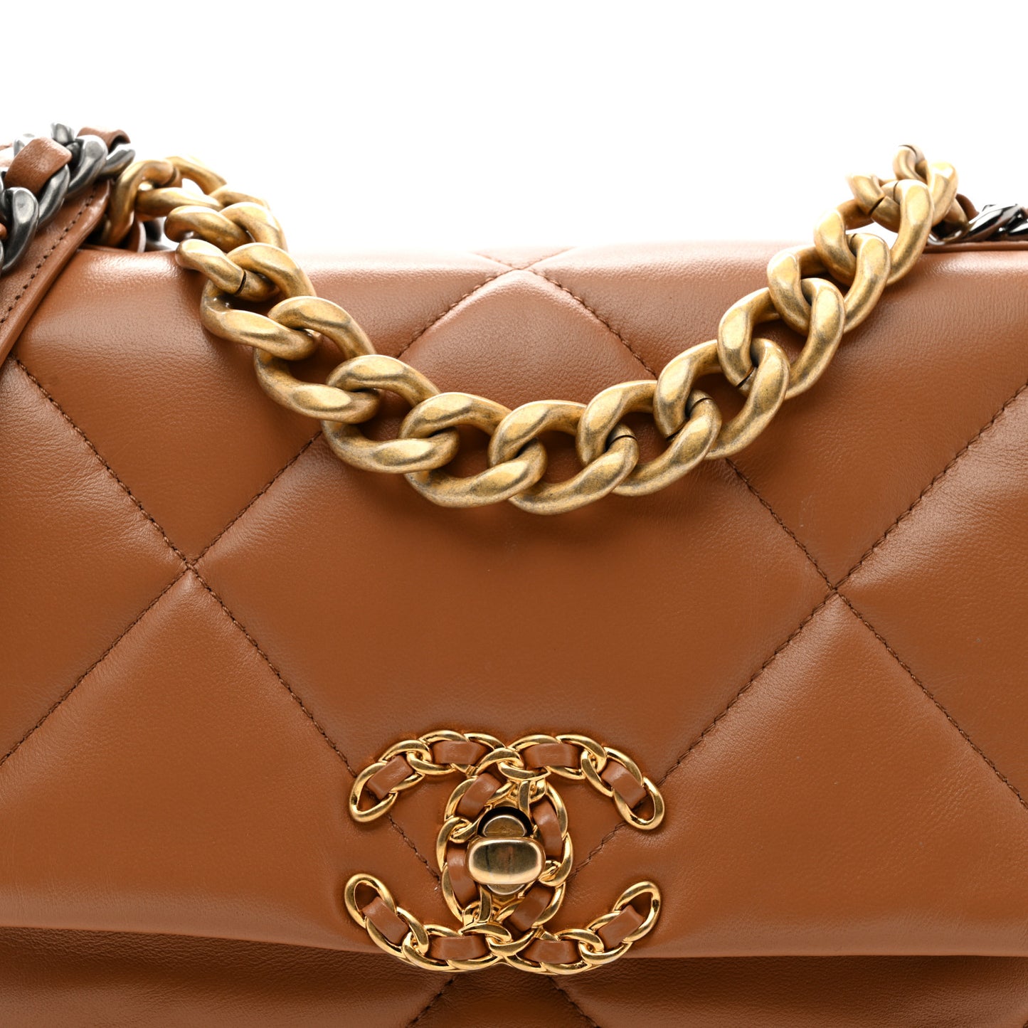 Lambskin Quilted Medium Chanel 19 Flap Brown