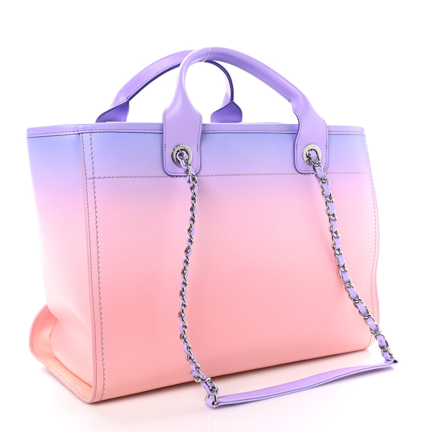 Shaded Calfskin Small Deauville Tote Light Purple Pink Coral