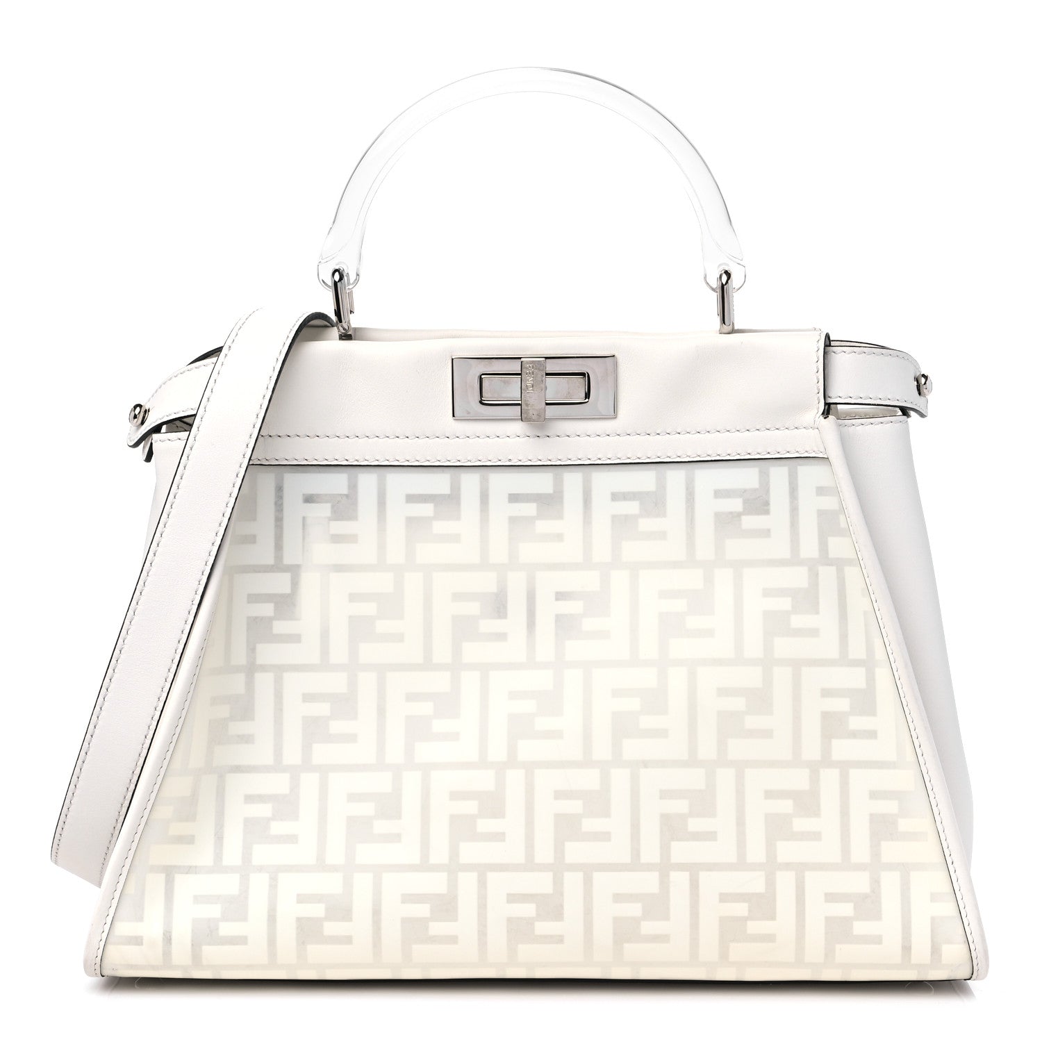 Fendi TPU FF Vitello Century Peekaboo Satchel White 1 of 13