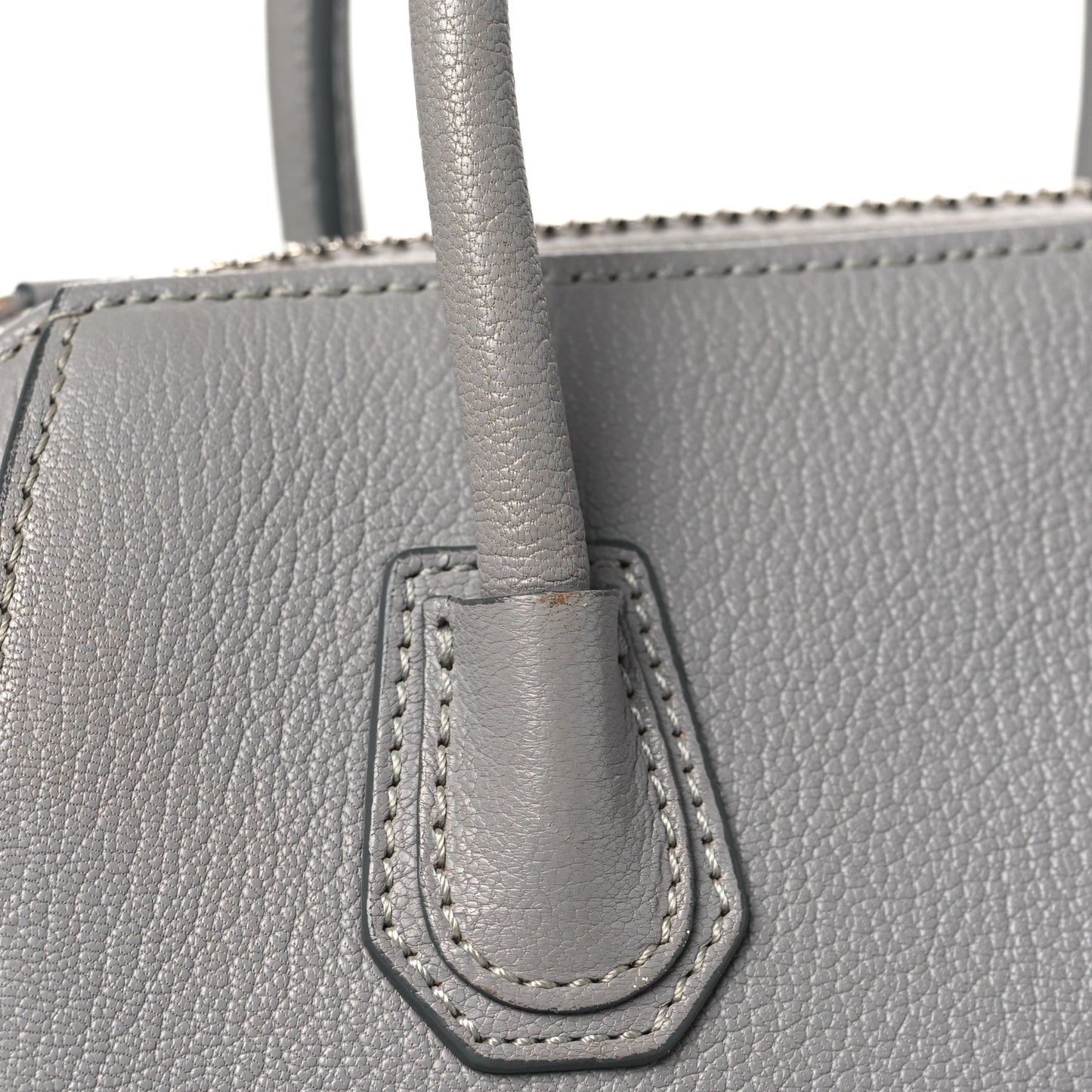 Sugar Goatskin Mini Antigona Pearl Grey