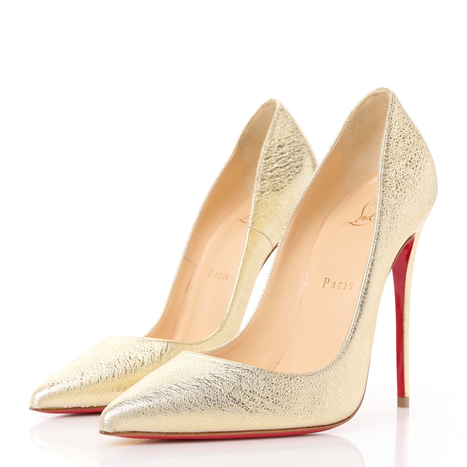 Christian Louboutin Nappa Pepite So Kate 120 Pumps 38 Gold 3 of 10