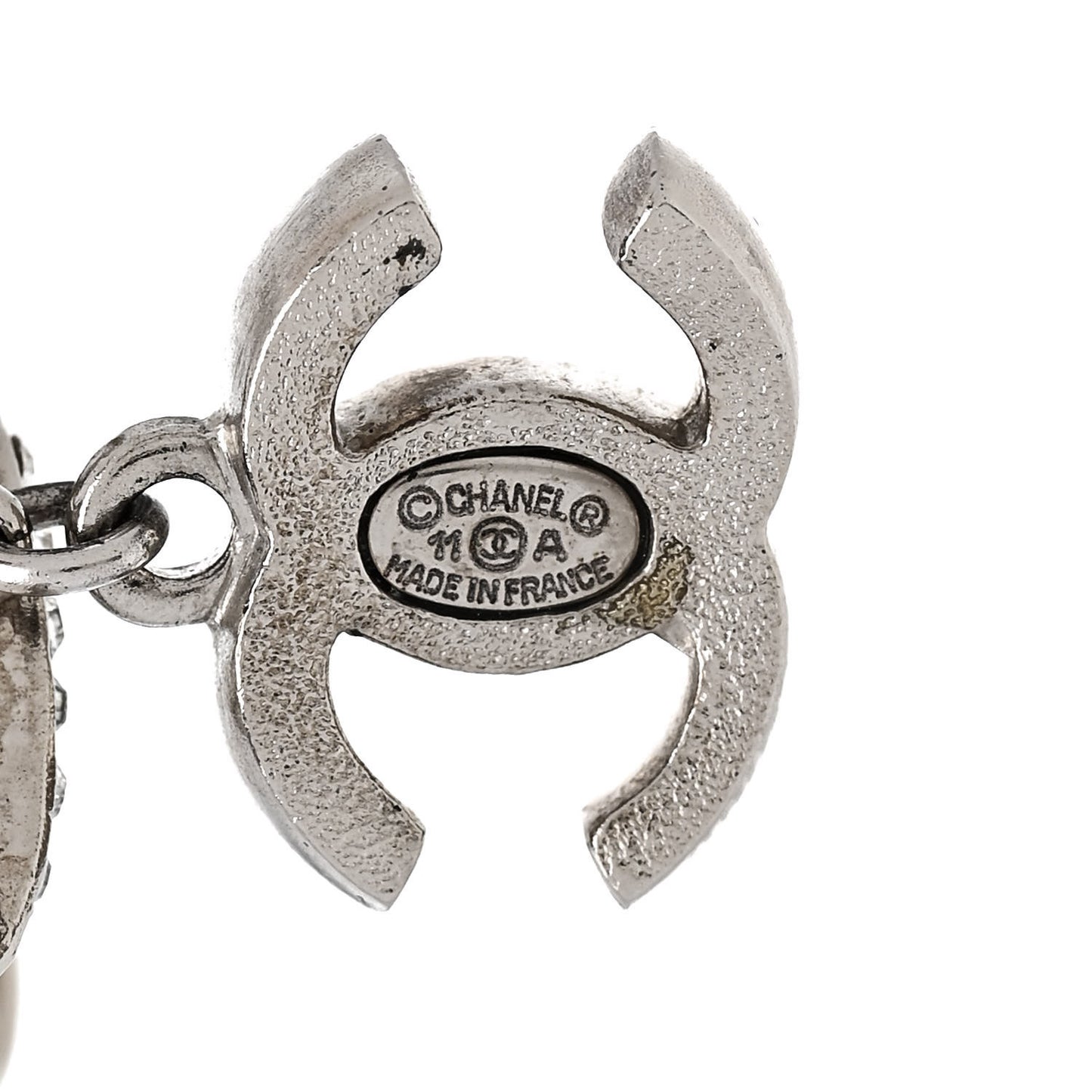 Crystal CC Bow Drop Earrings Silver