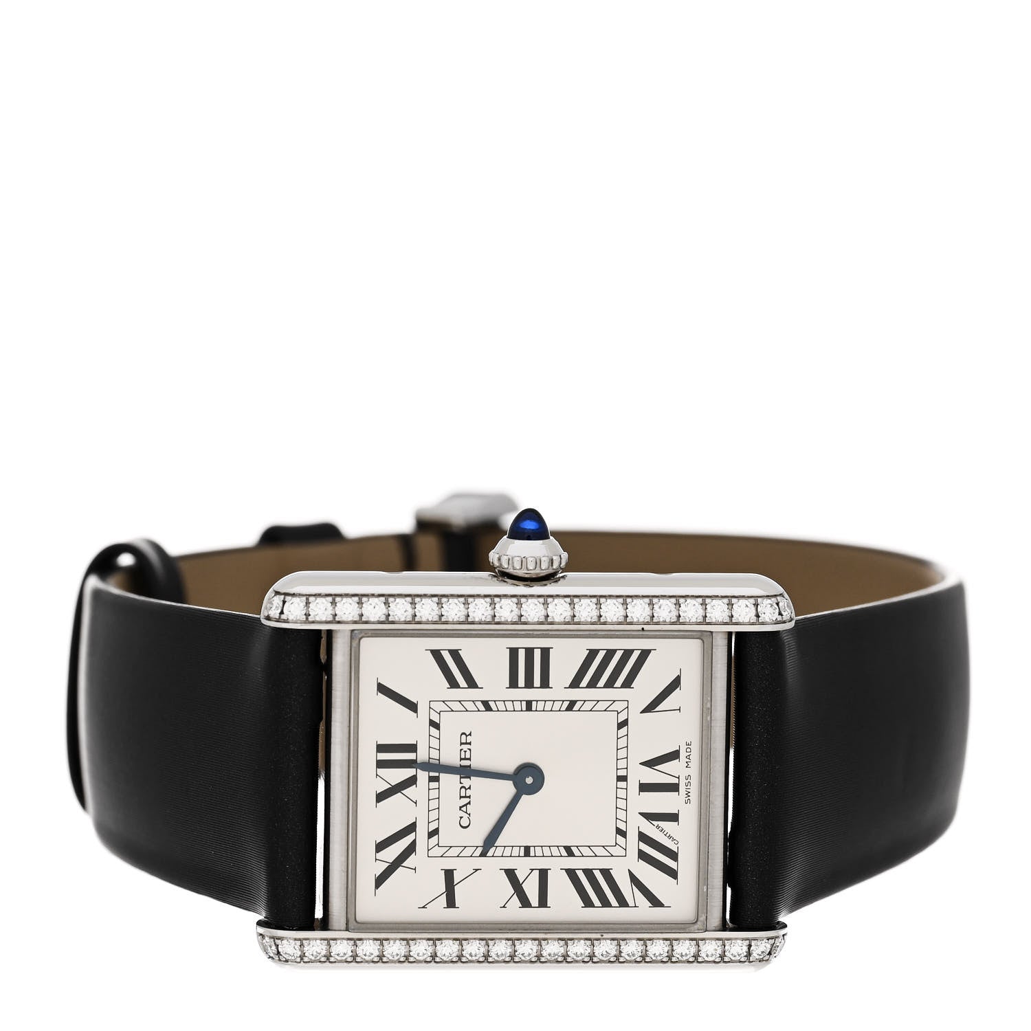 Cartier Stainless Steel Satin Diamond 25mm Must de Cartier Tank Quartz Watch 2 of 6