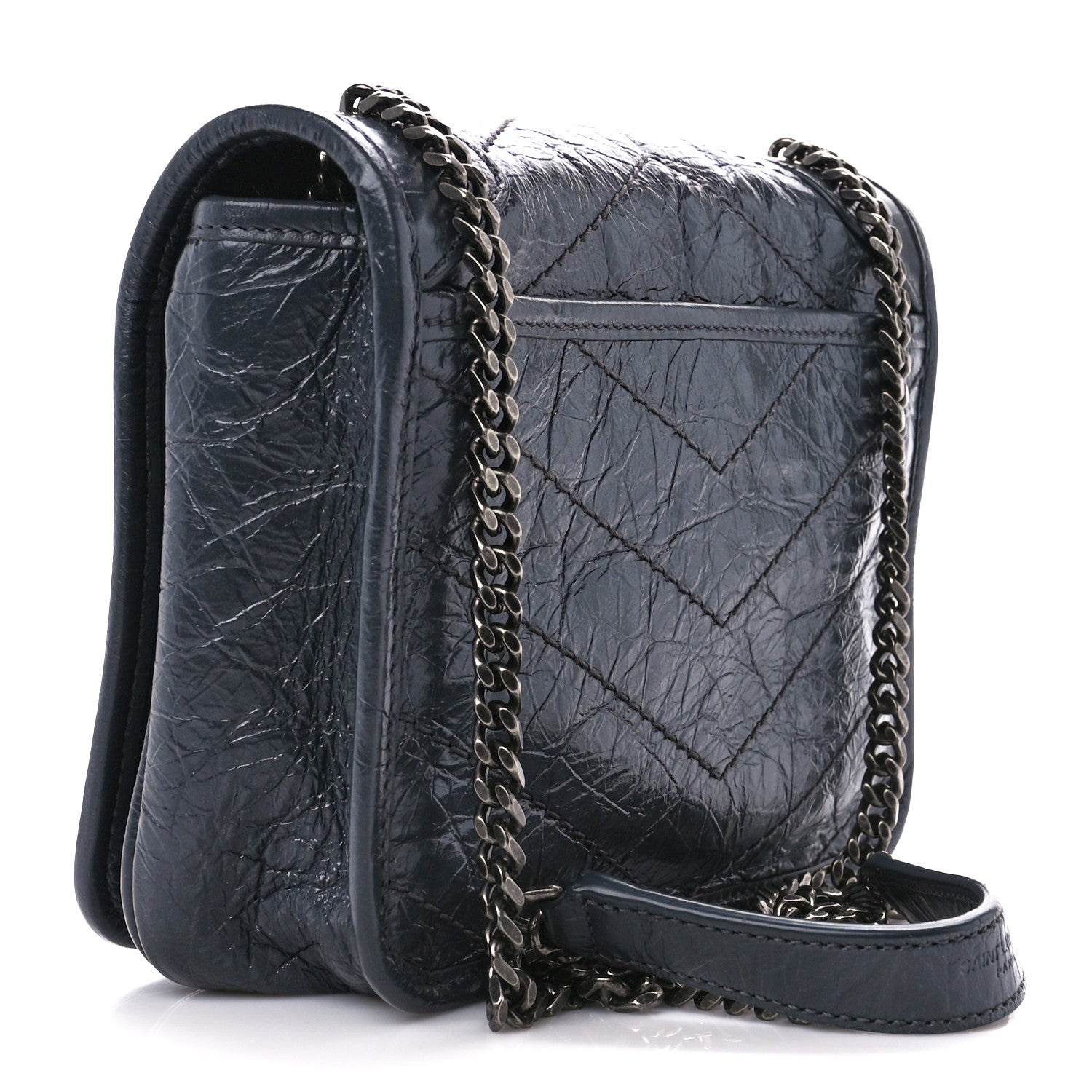 Saint Laurent Crinkled Calfskin Matelasse Monogram Niki Chain Wallet Fog 3 of 10