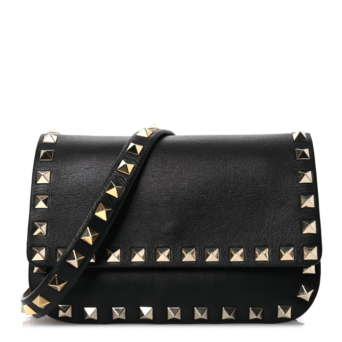 Calfskin Rockstud Belt Bag Black