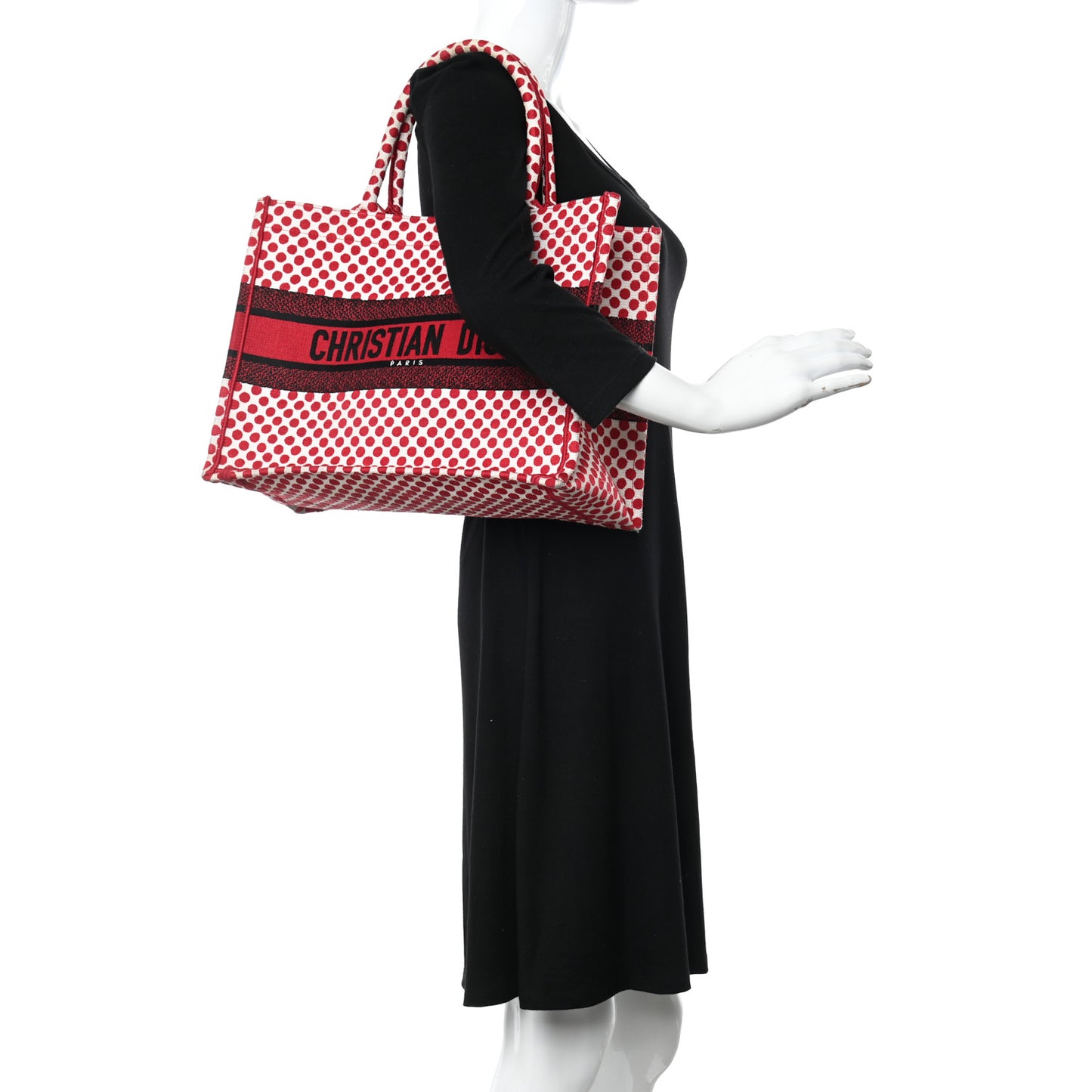 Canvas Medium DiorAmour Dots Book Tote Red