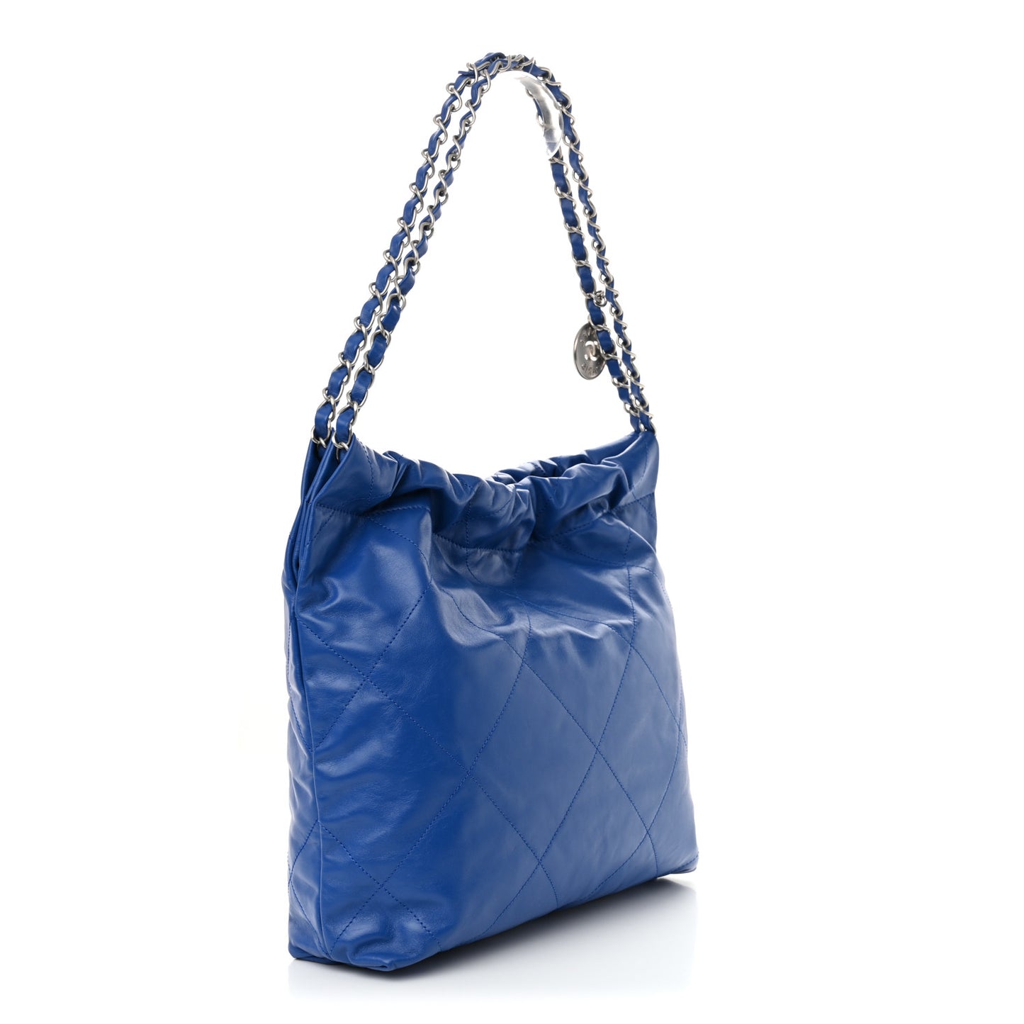 Shiny Calfskin Quilted Small Chanel 22 Dark Blue