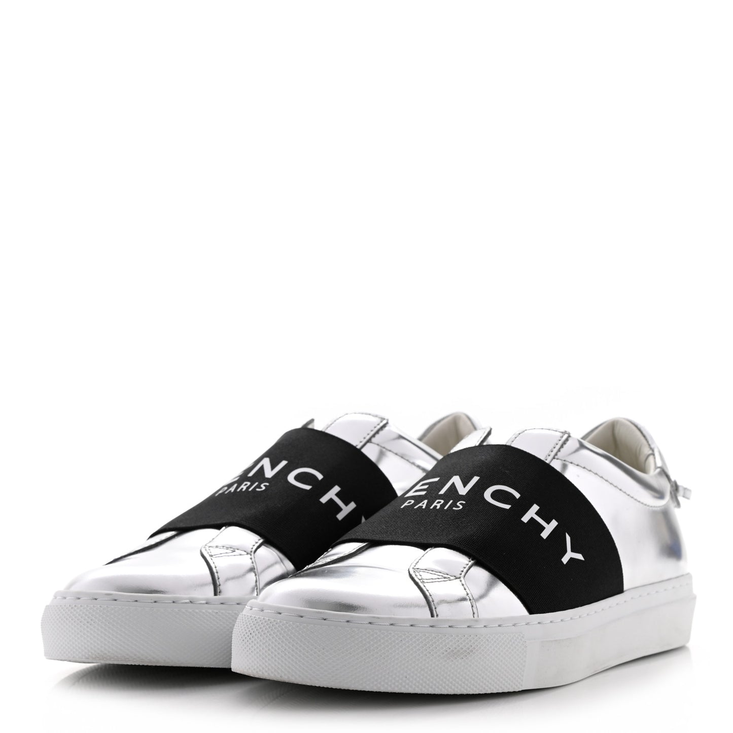 Calfskin Band Logo Womens Urban Street Sneakers 36.5 Silvery