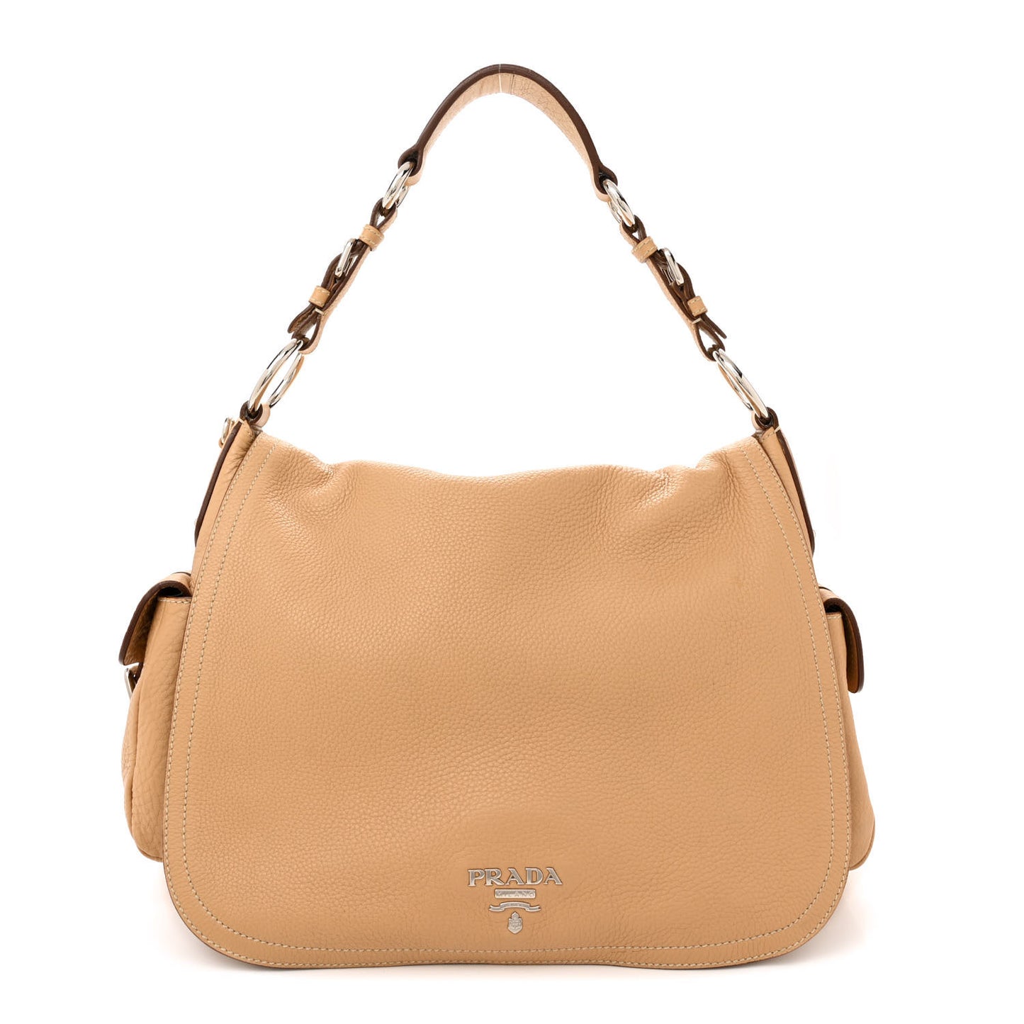 Vitello Daino Side Pocket Flap Hobo Sabbia