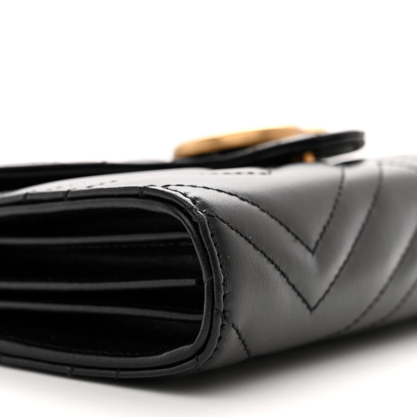 Calfskin Matelasse GG Marmont Chain Wallet Black