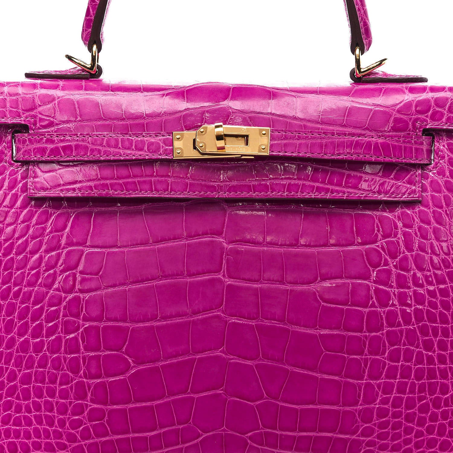 Hermes Shiny Alligator Kelly Sellier 25 Rose Scheherazade 36 of 37