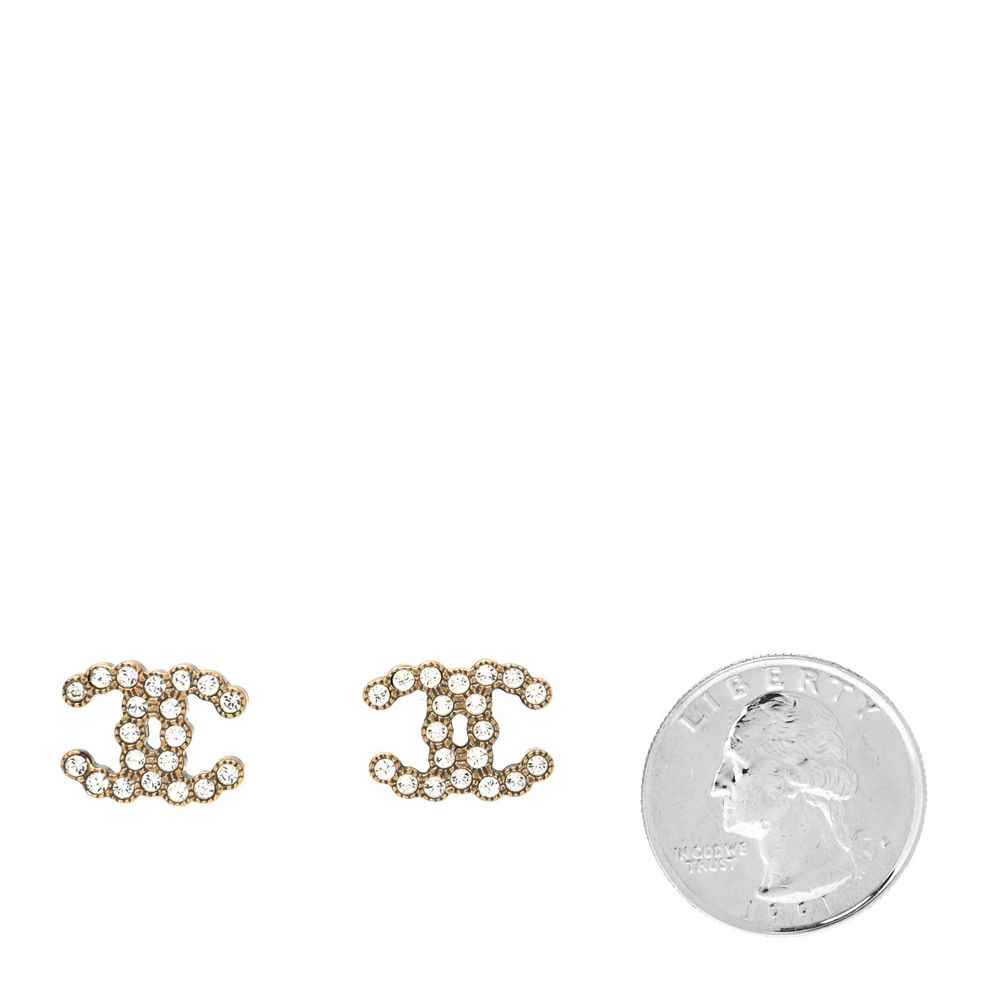 Crystal Mini CC Earrings Gold