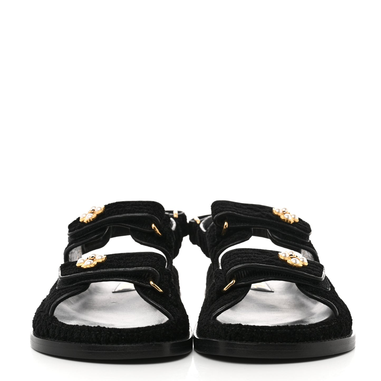 Tweed Velcro Dad Sandals 35 Black
