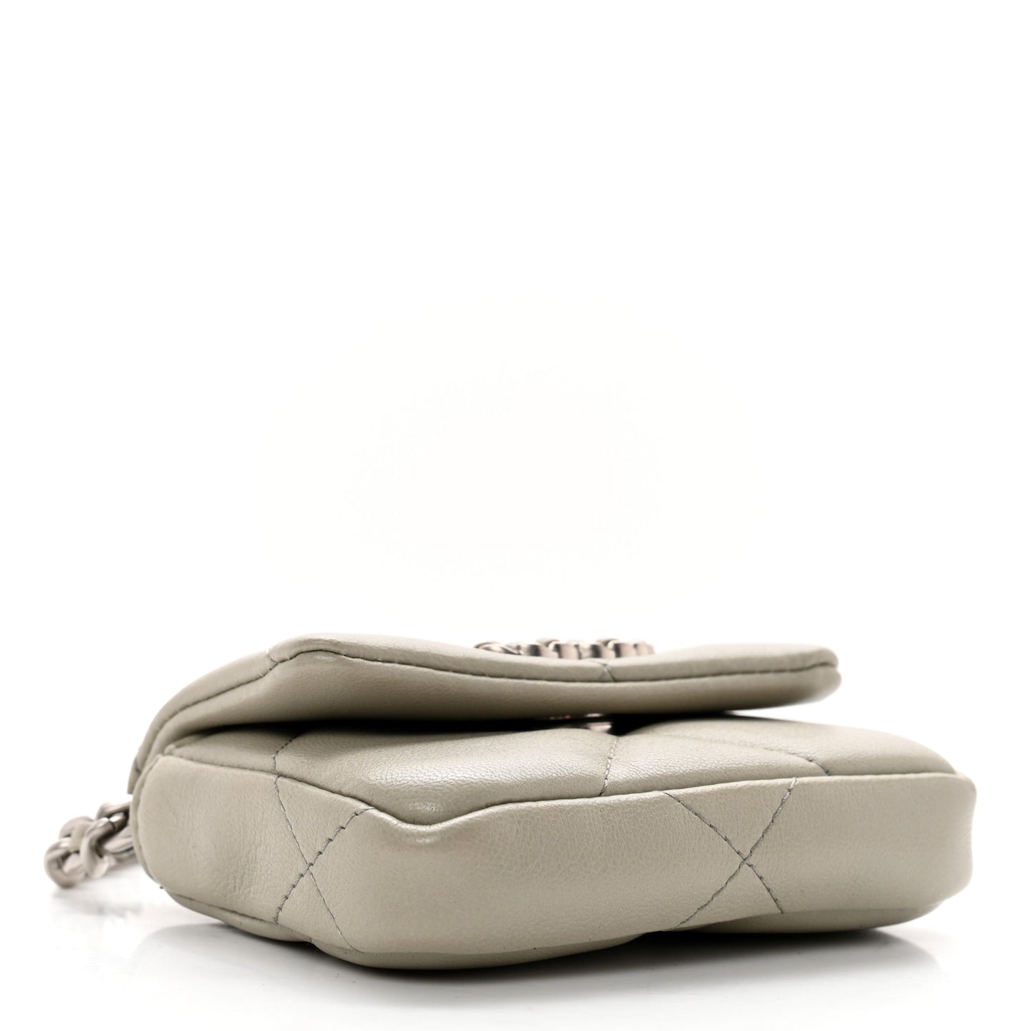 Lambskin Quilted Chanel 19 Flap Belt Bag Grey