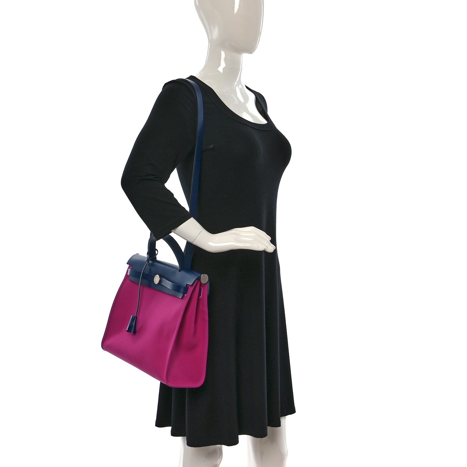 Hermes Vache Hunter Toile Herbag Zip 31 PM Magnolia Bleu Saphir 2 of 14