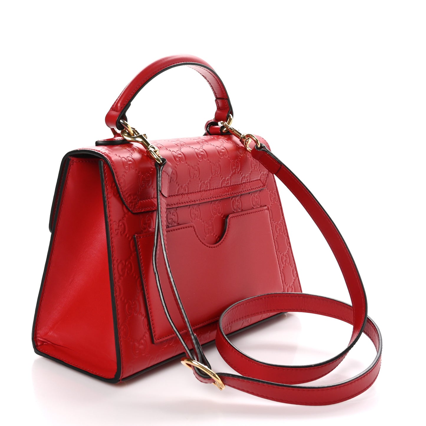 Guccissima Signature Small Padlock Top Handle Bag Hibiscus Red