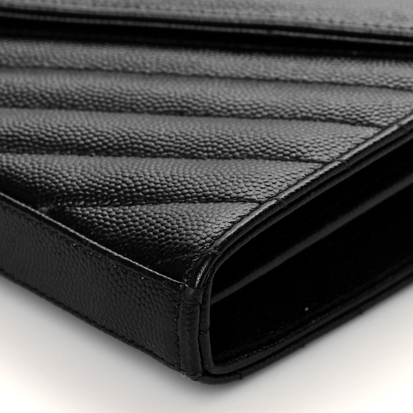 Grain De Poudre Matelasse Chevron Monogram Chain Wallet Black