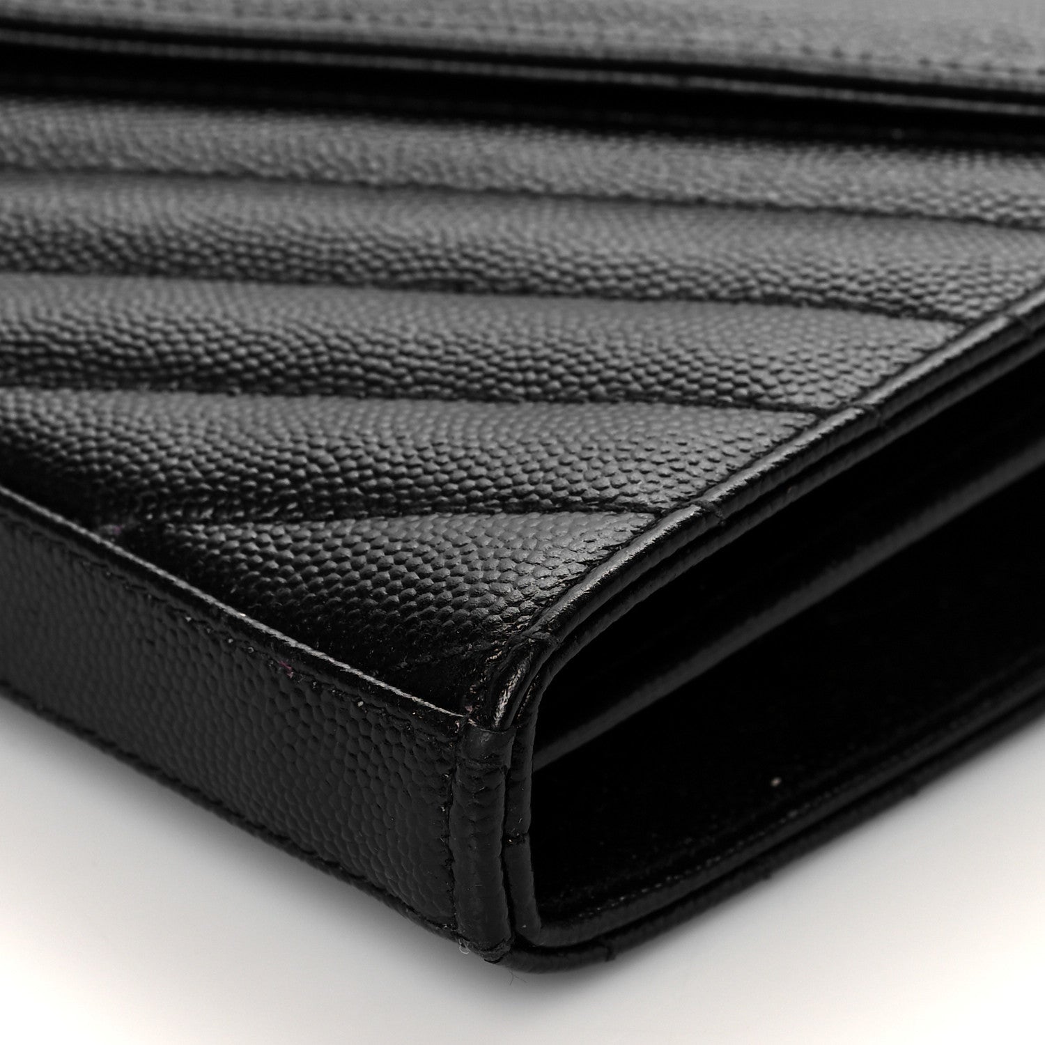 Saint Laurent Grain De Poudre Matelasse Chevron Monogram Chain Wallet Black 9 of 9