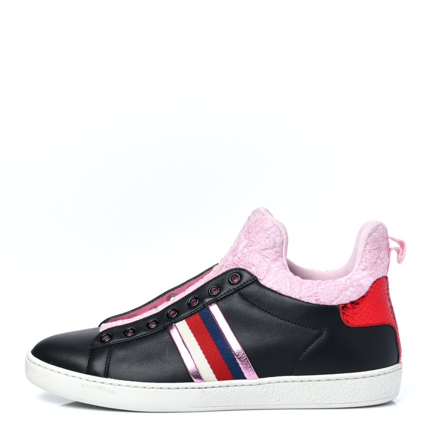 Gucci Calfskin Lace Ayers Sylvie Web Womens New Ace High Top Sneakers 39  Black 759963 – FASHIONPHILE