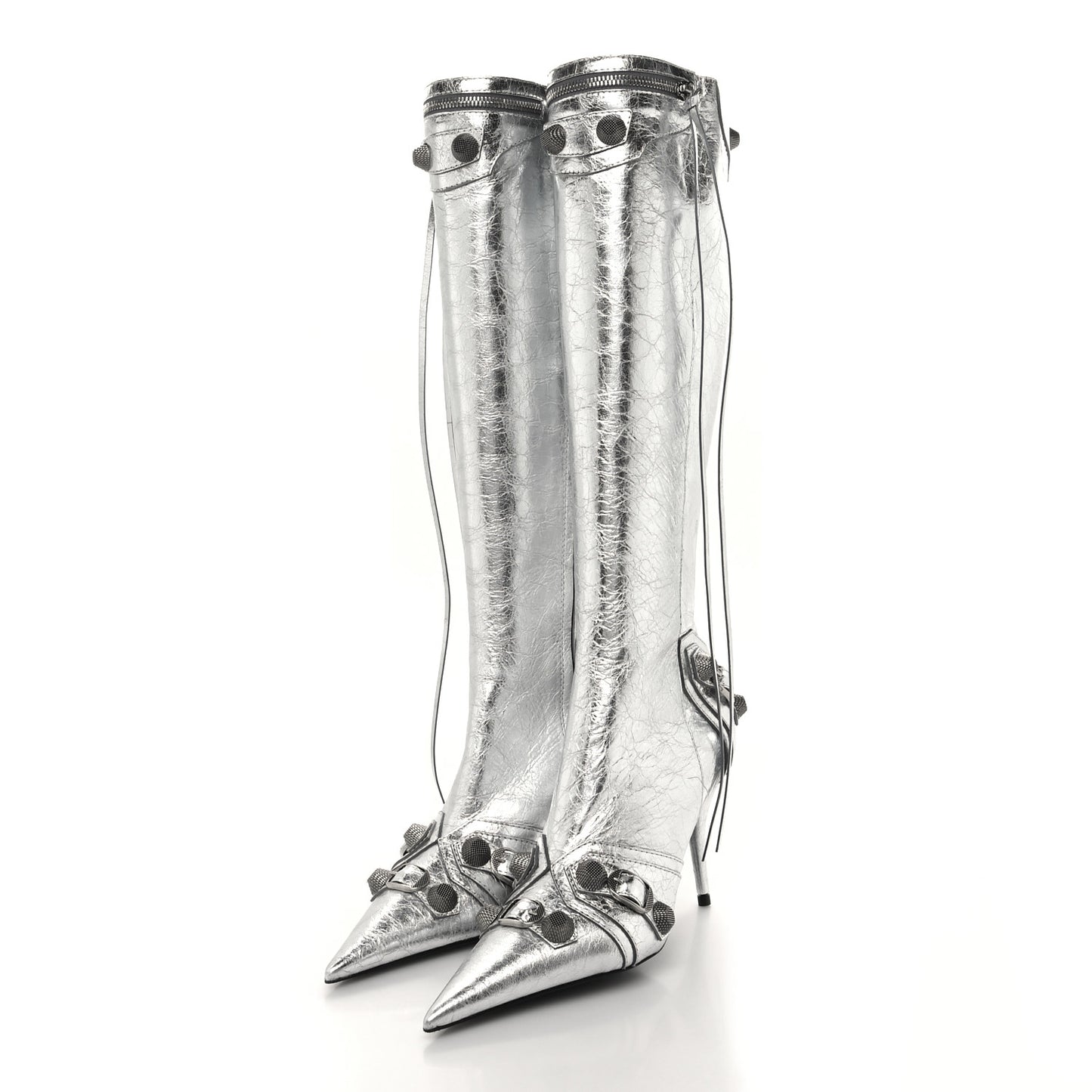 Metallic Agneau Arena Cagole 90mm Boots 37 Silver