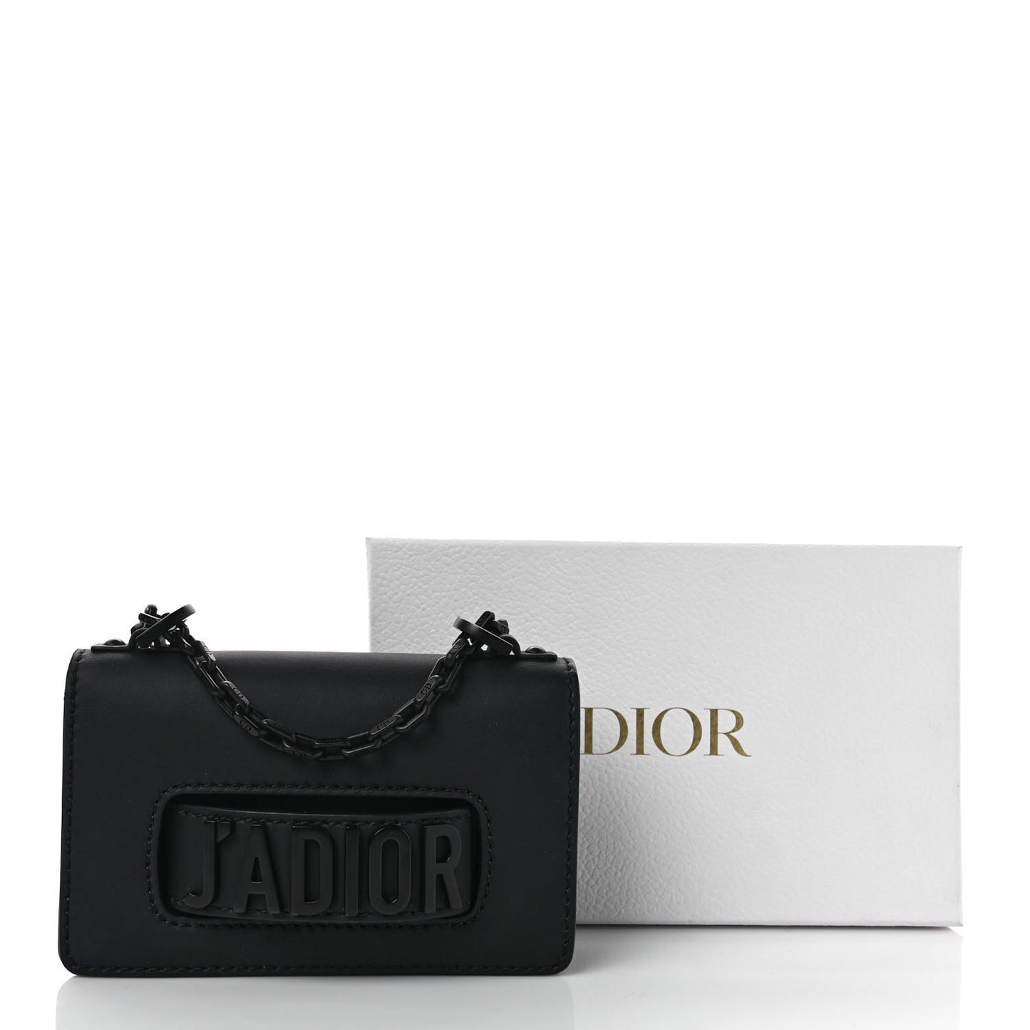 Ultra Matte Calfskin Mini J'Adior Chain Flap Bag Black