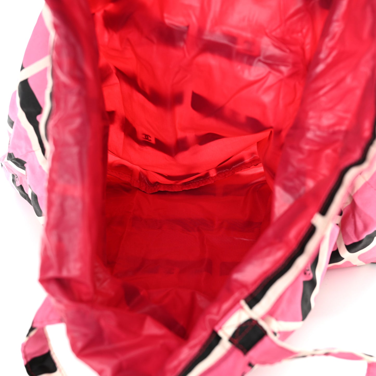 Caviar Fabric Quilted Foldable Tote With Chain Pink Multicolor