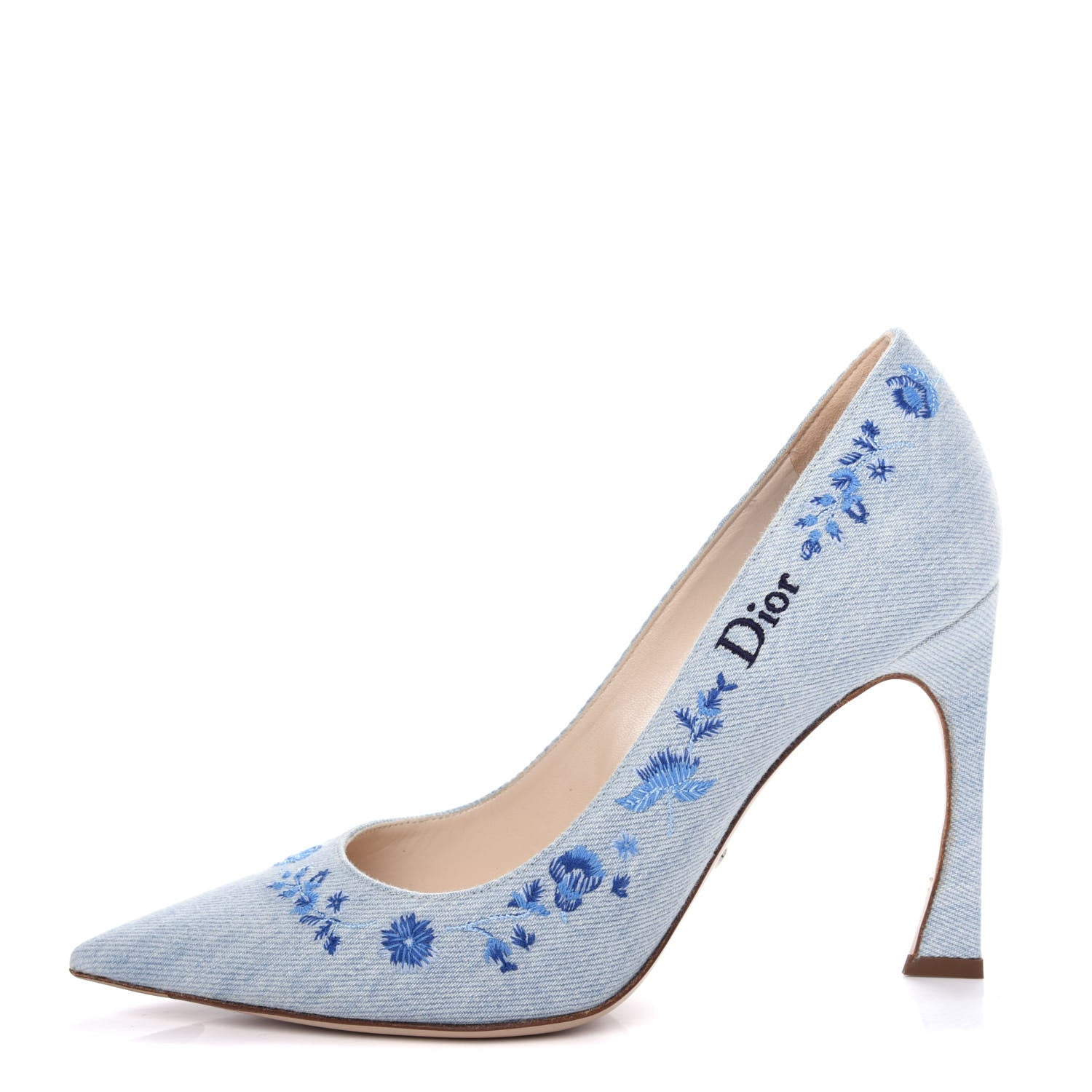 Christian Dior Denim Embroidered Pumps 39 Light Blue 714567