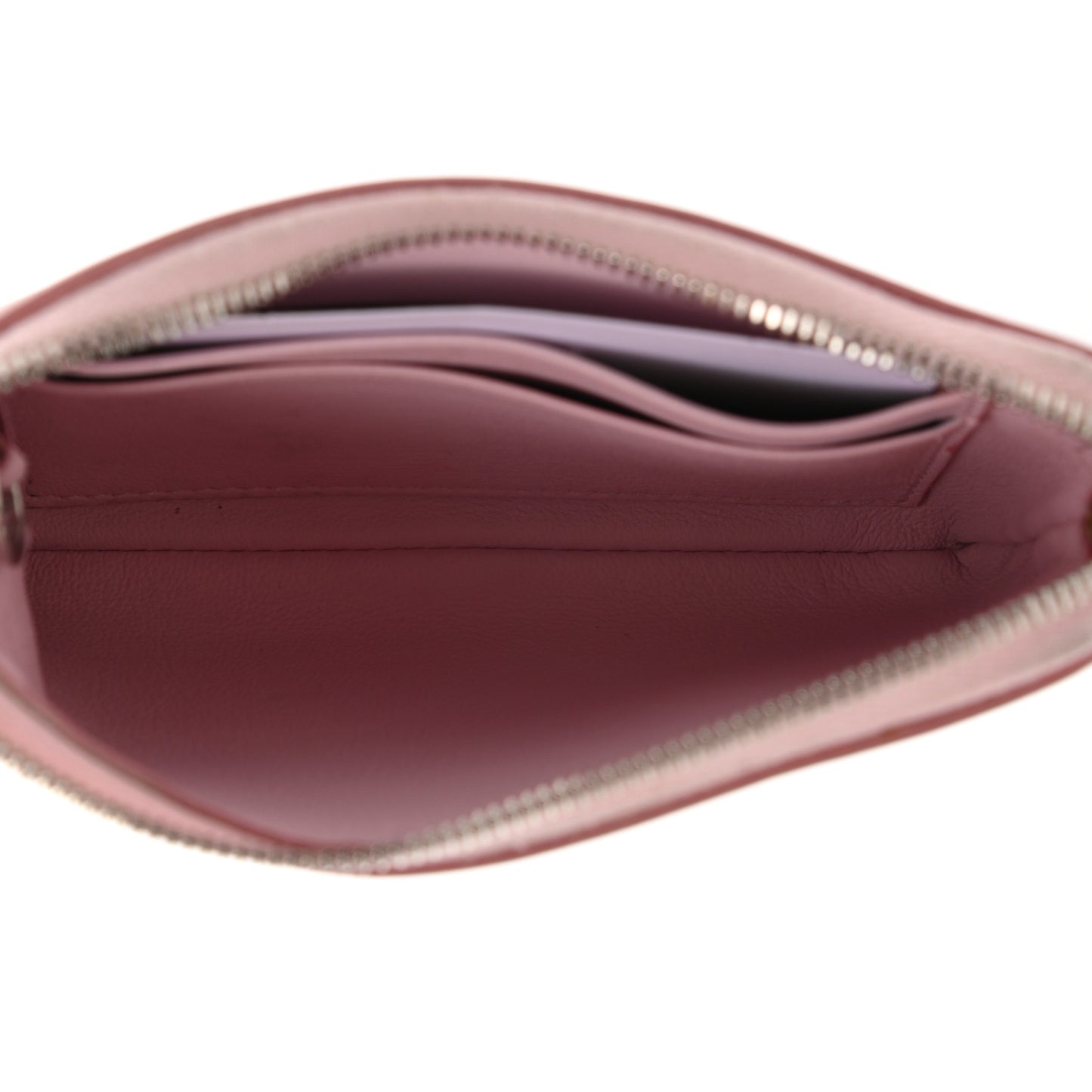 Lambskin Bi-Color Coin and Card Pouch Pale Pink Espresso