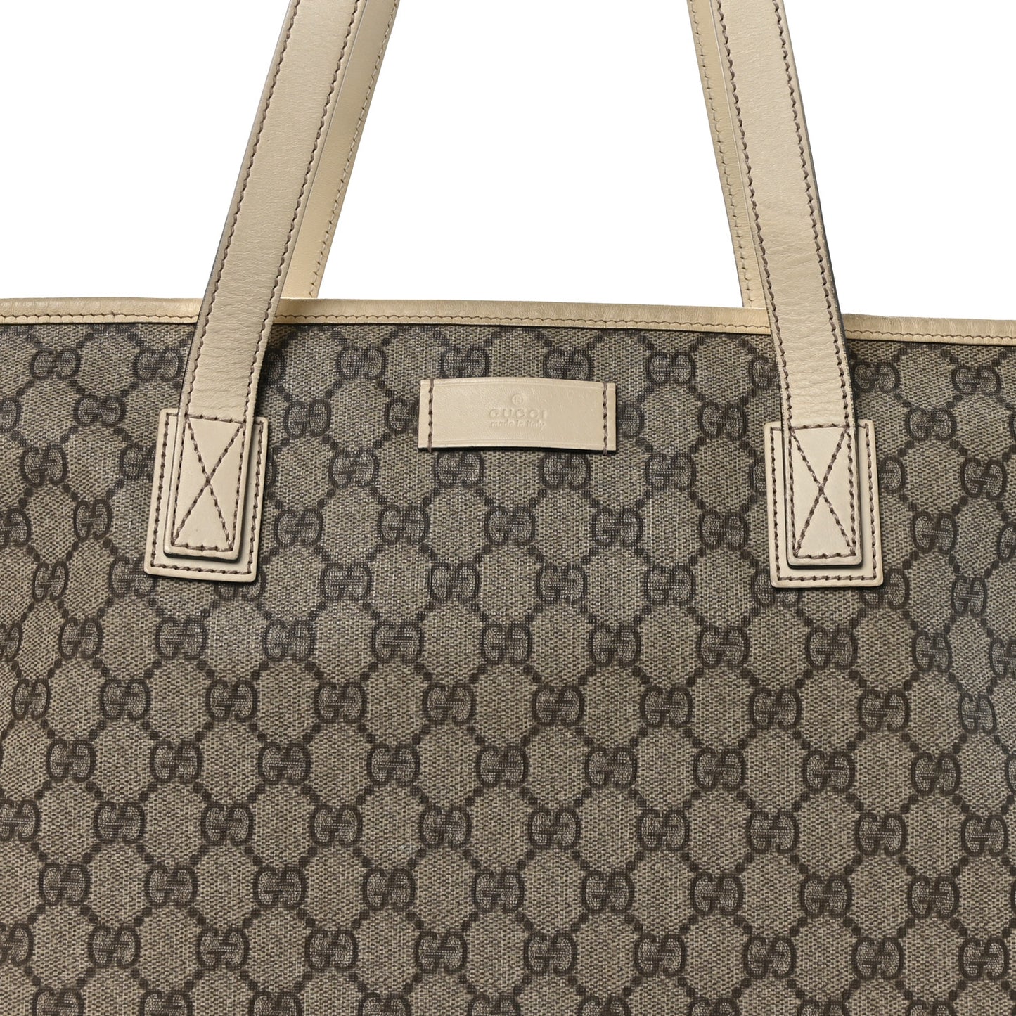 GG Supreme Monogram Medium Zippered Shopping Tote Off White