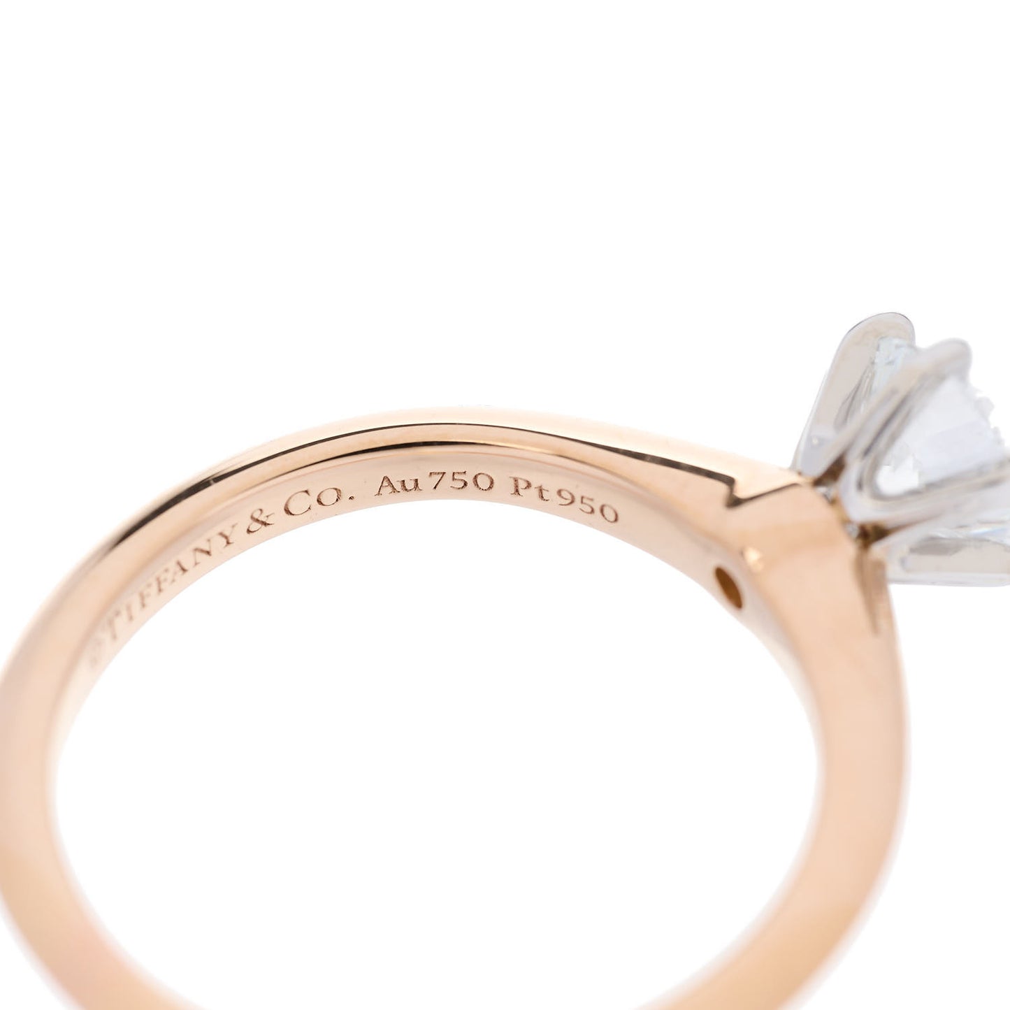 18K Rose Gold Platinum Diamond .44ct Solitaire Engagement Ring 45 3.25