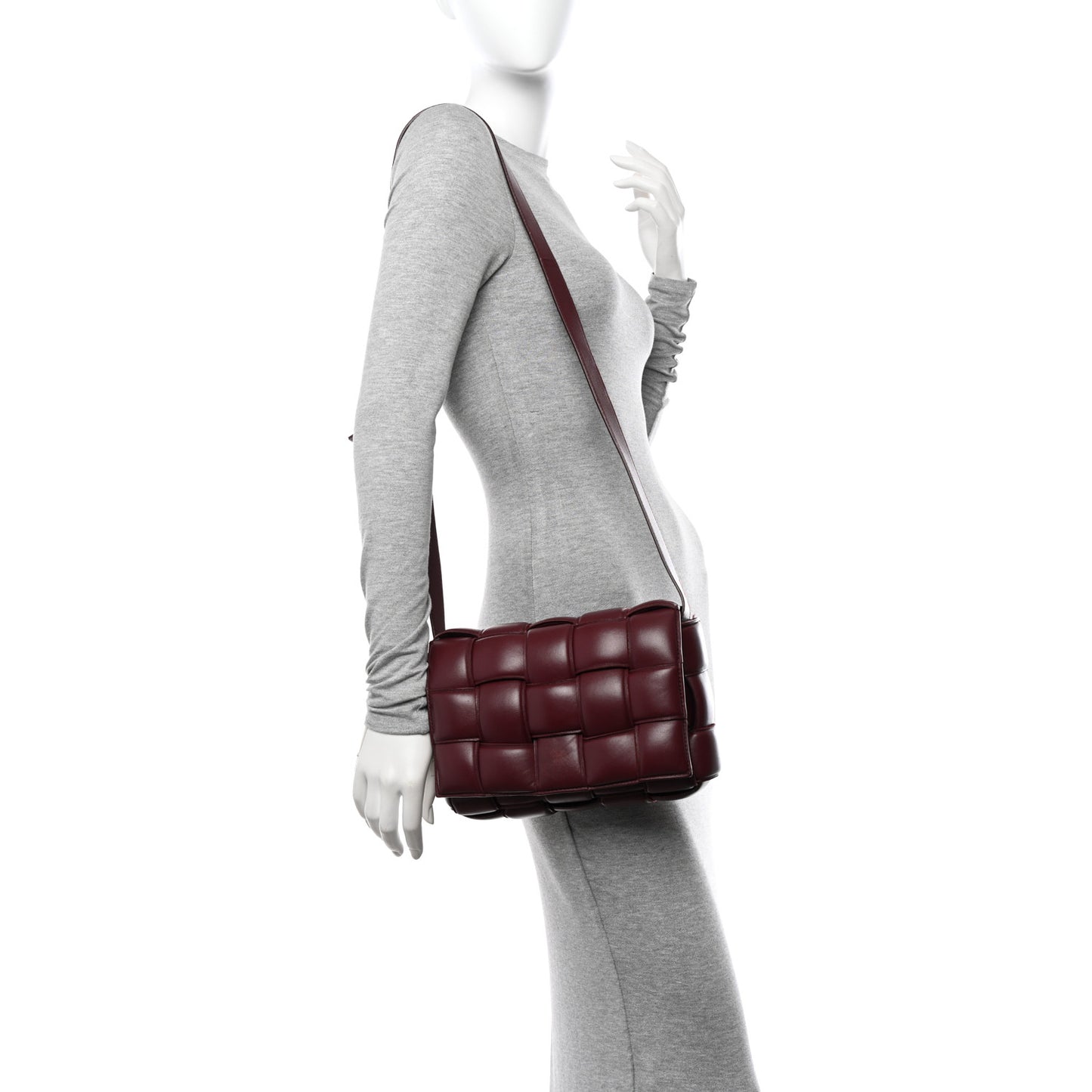Nappa Maxi Intreccio Padded Cassette Crossbody Bag Barolo