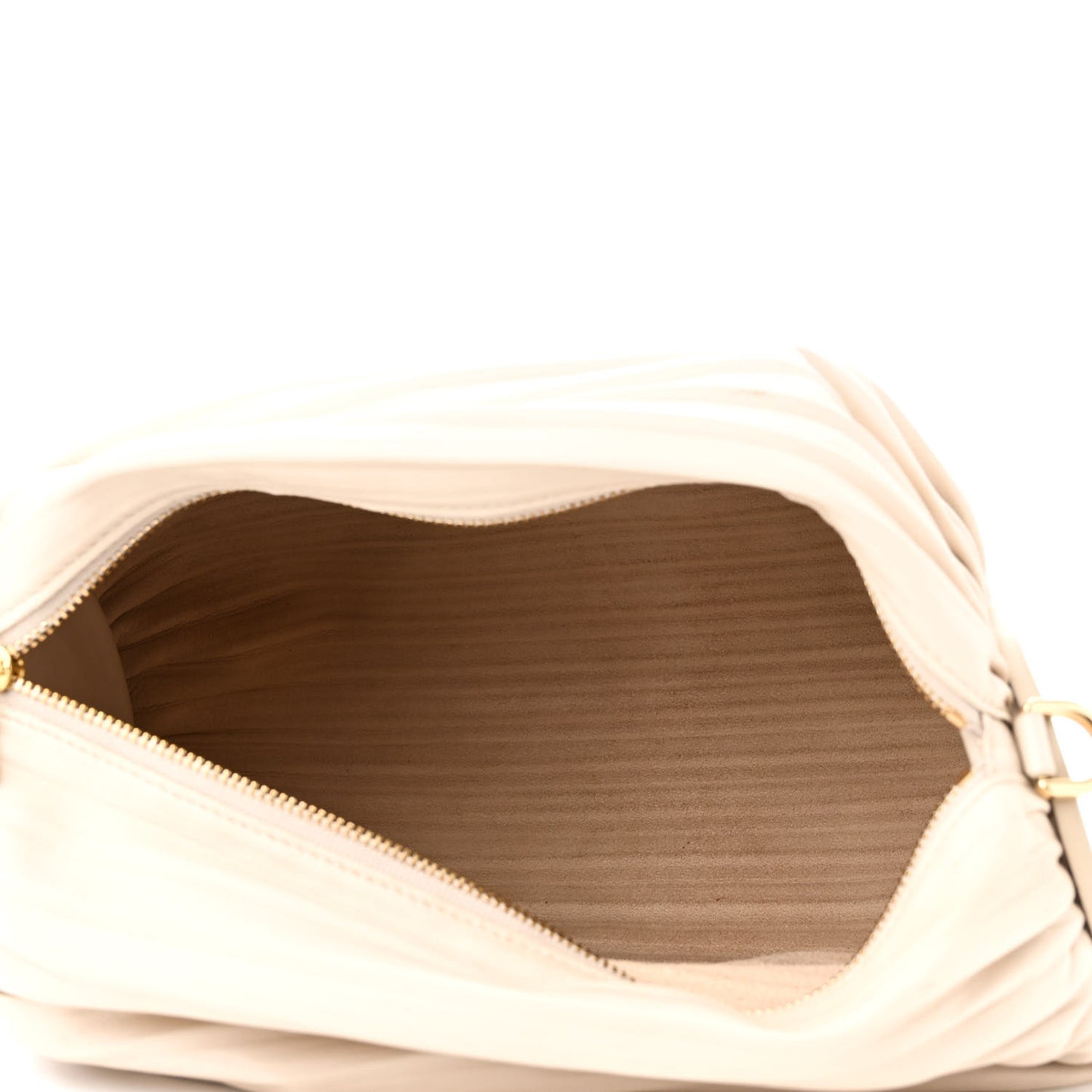 Lambskin Pleated Bracelet Pouch Shoulder Bag White