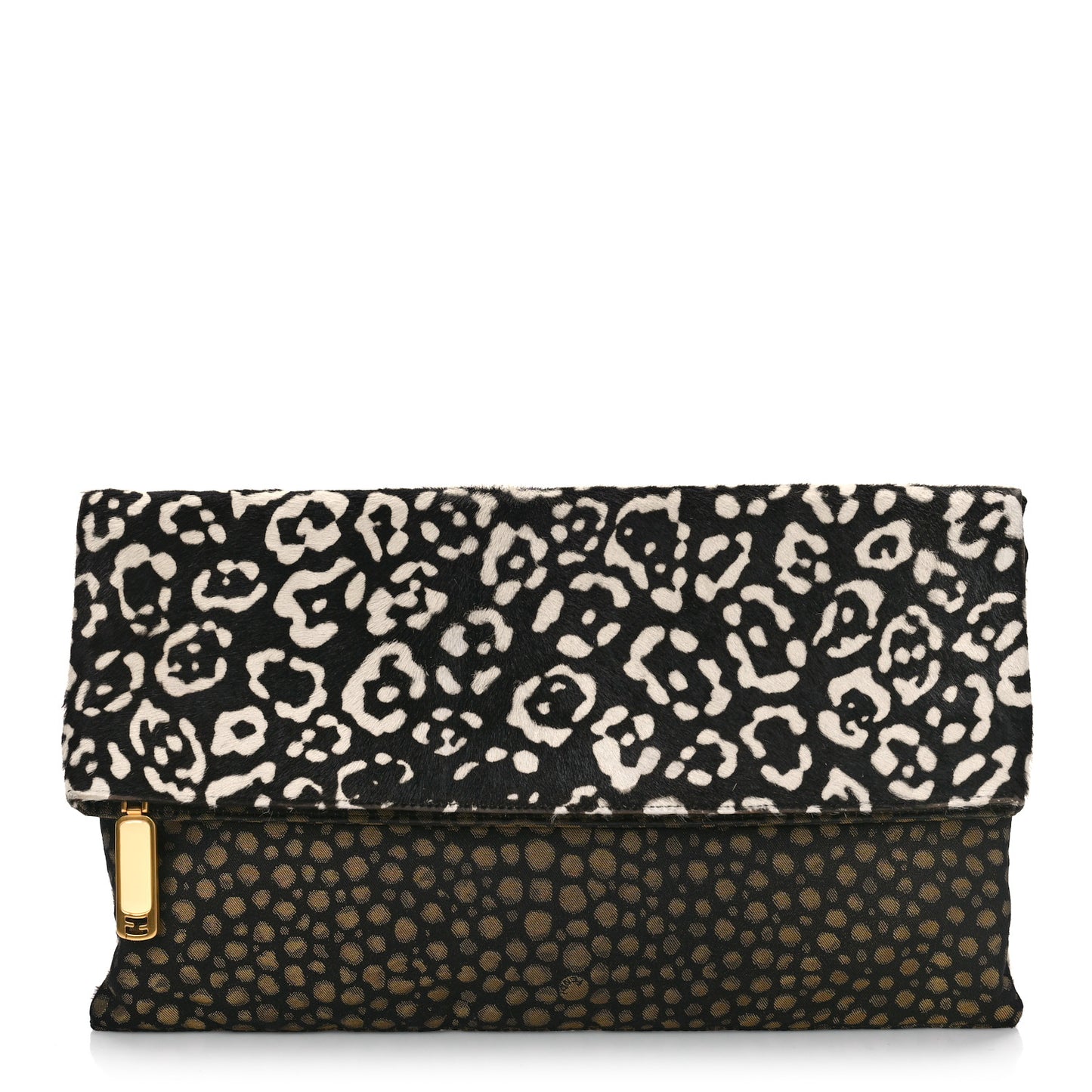 Calf Hair Stingray Leopard Print Chameleon Foldover Clutch Multicolor