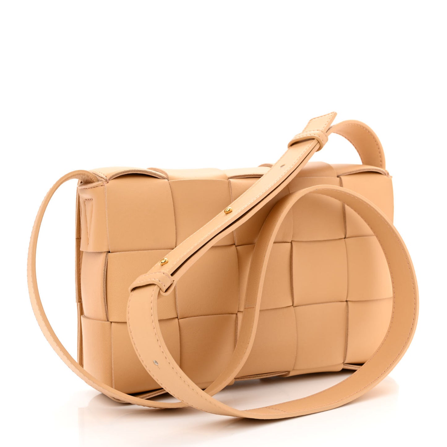 Lambskin Maxi Intrecciato Cassette Crossbody Bag Almond